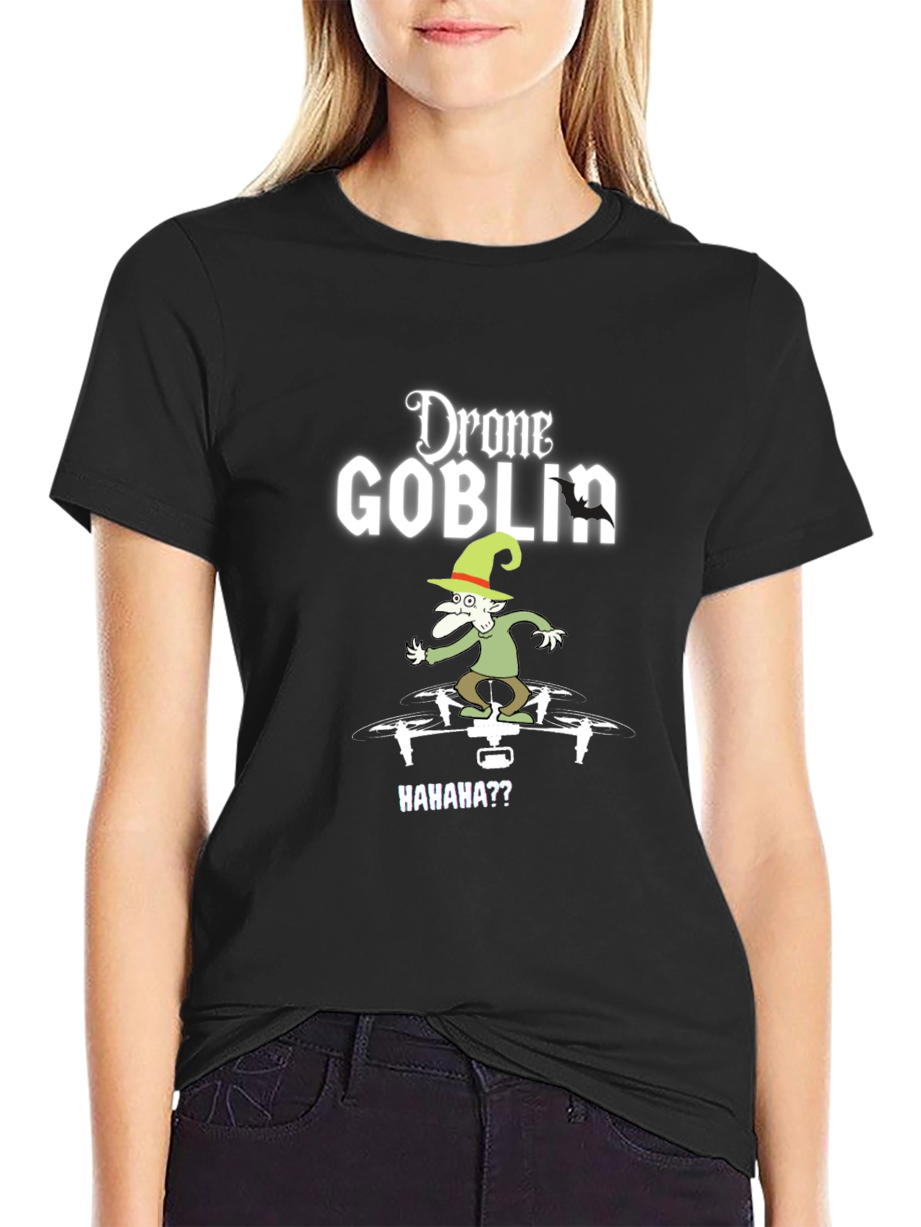 Drone Goblin Graphic Tee - Black Cotton T-Shirt