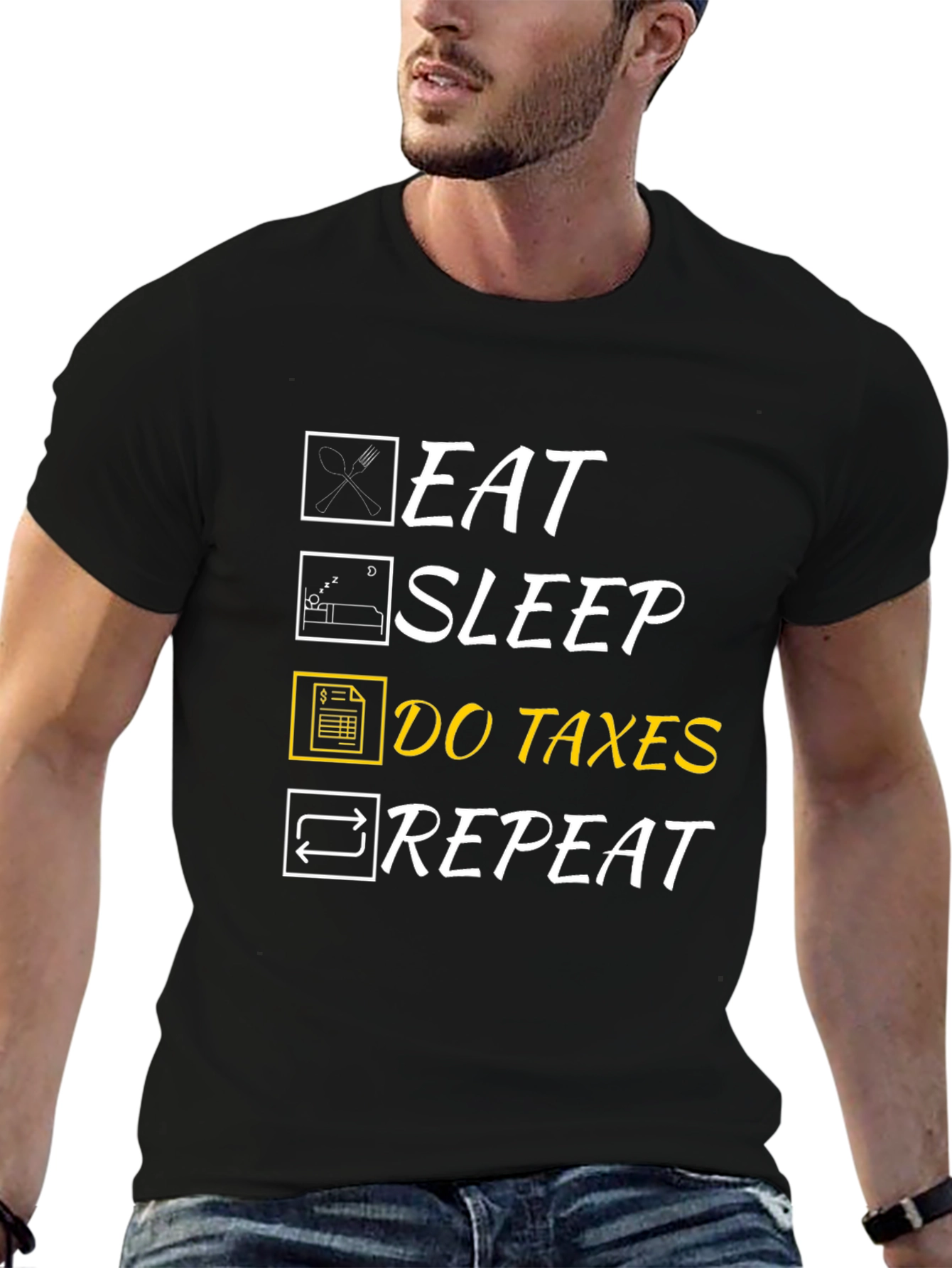 Eat Sleep Do Taxes Repeat Graphic T-Shirt