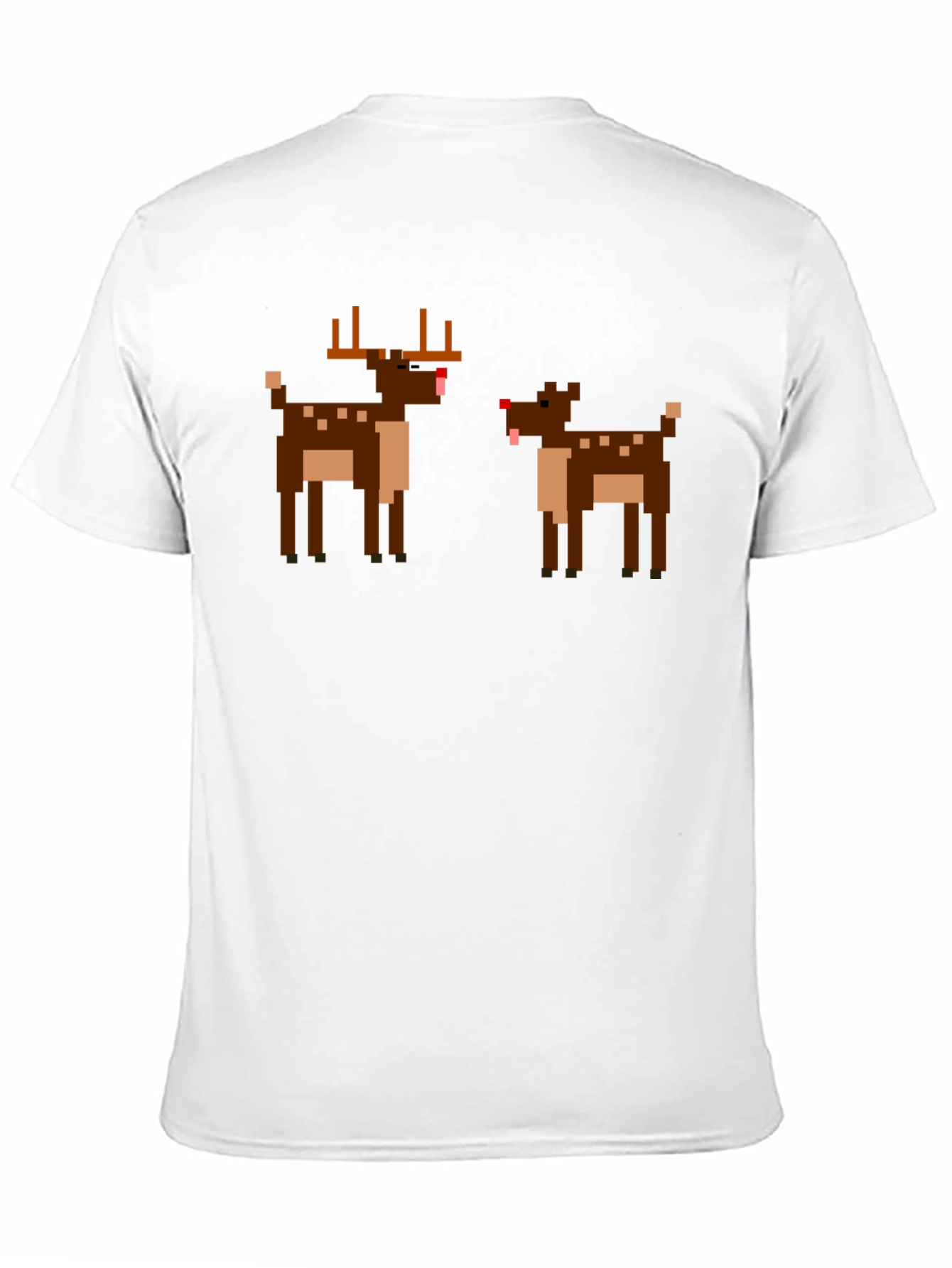 Pixel Reindeer Graphic Tee - Black Crew Neck T-Shirt