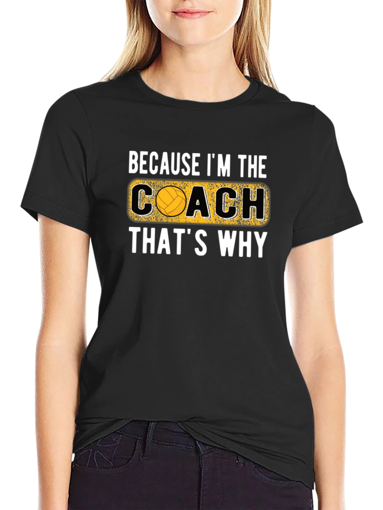 Volleyball Coach Graphic T-Shirt - Black