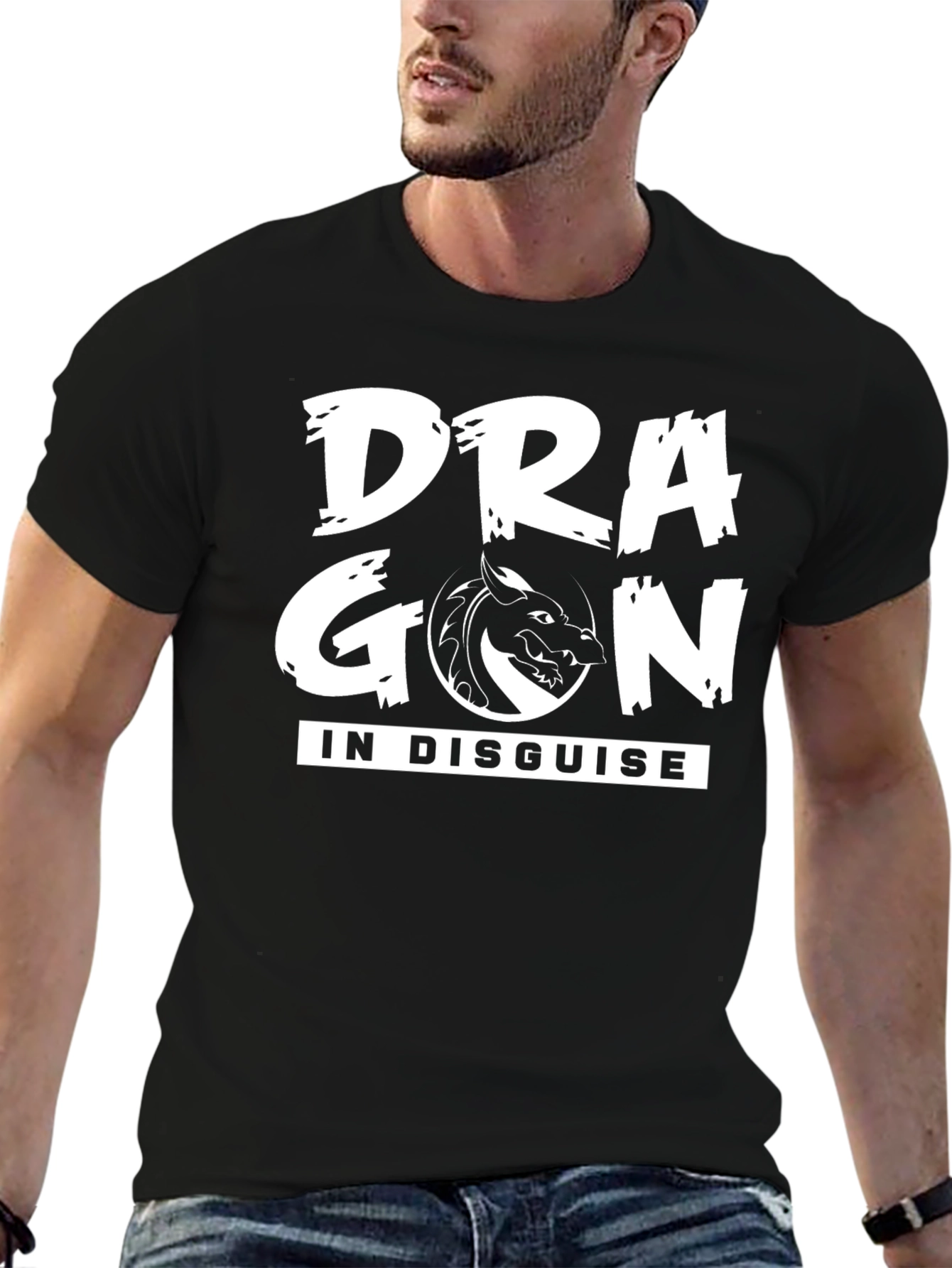 Dragon In Disguise Graphic Tee - Black Cotton T-Shirt