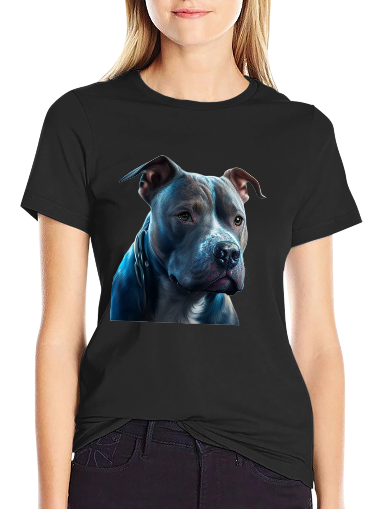 Pitbull Dog Graphic Black T-Shirt