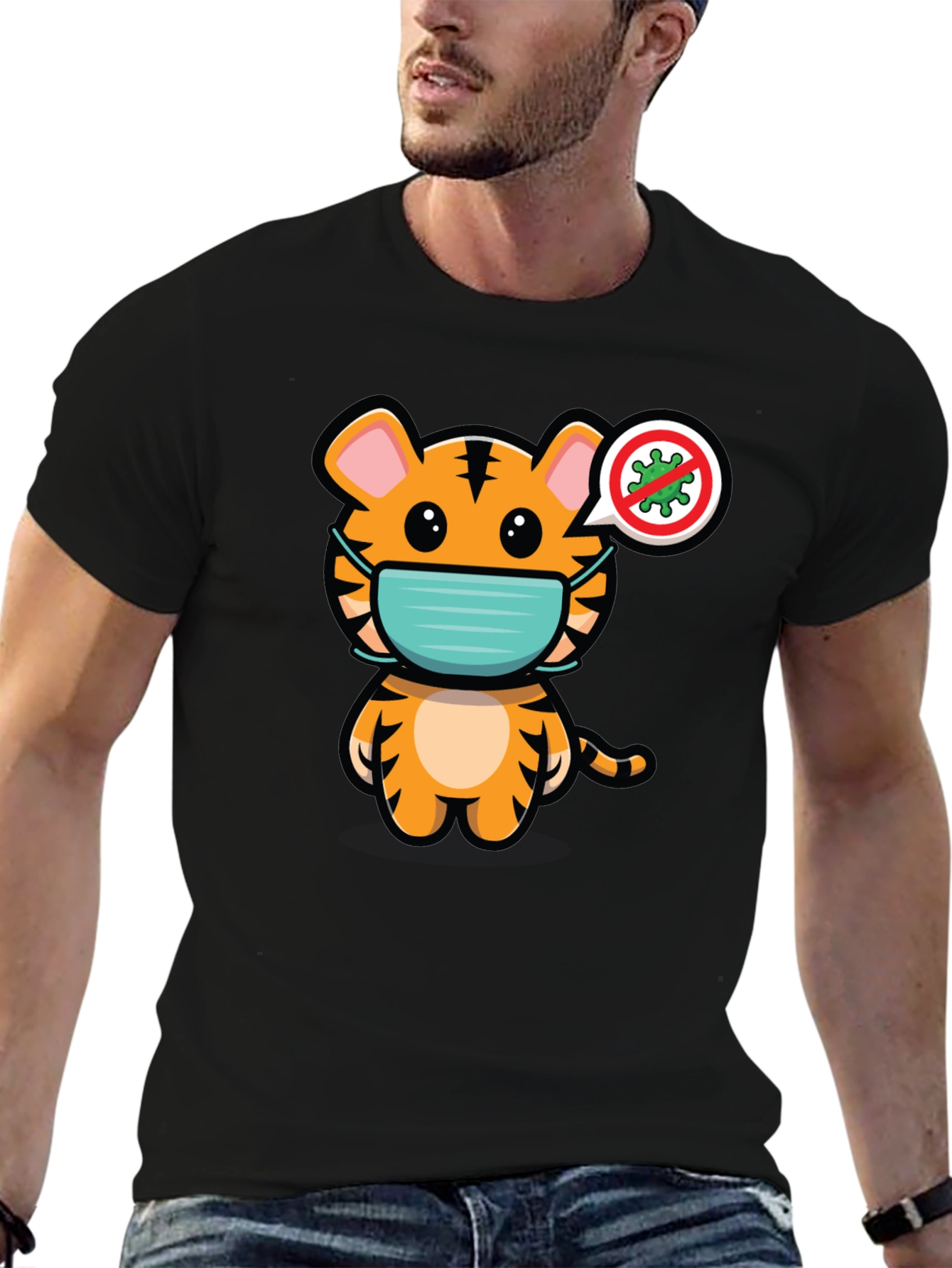 Tiger Wearing Mask Graphic T-Shirt