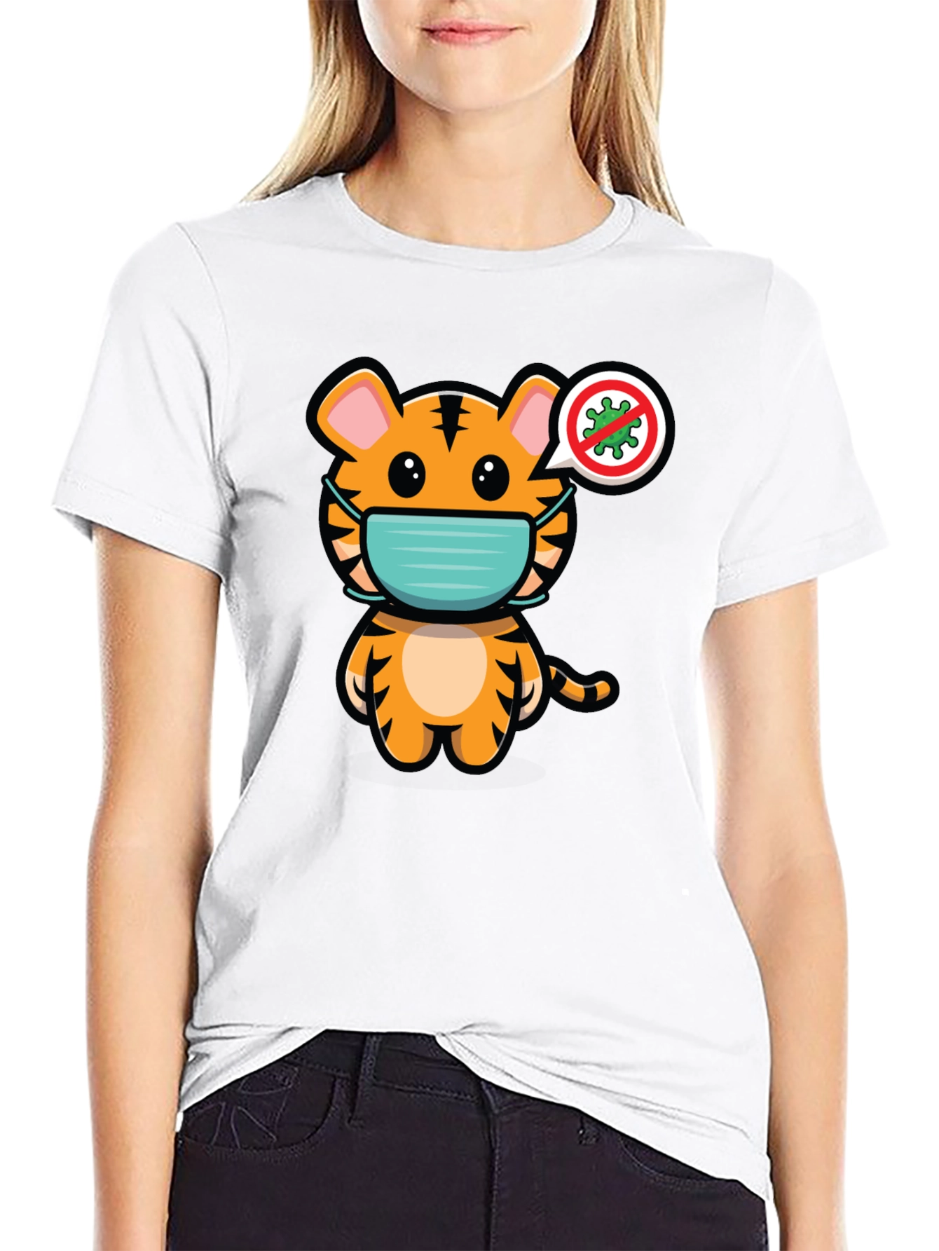 Tiger Wearing Mask Graphic T-Shirt