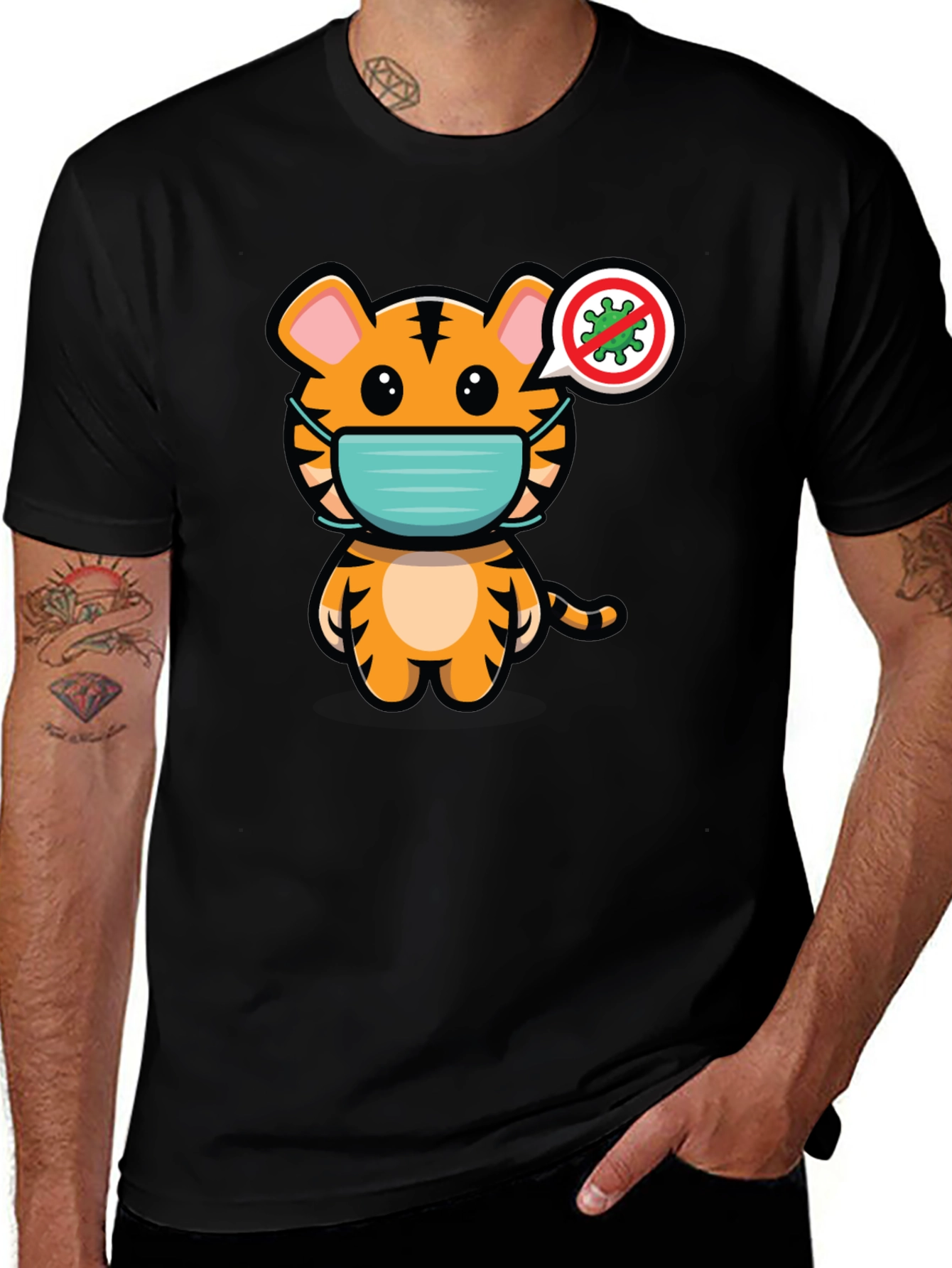 Tiger Wearing Mask Graphic T-Shirt