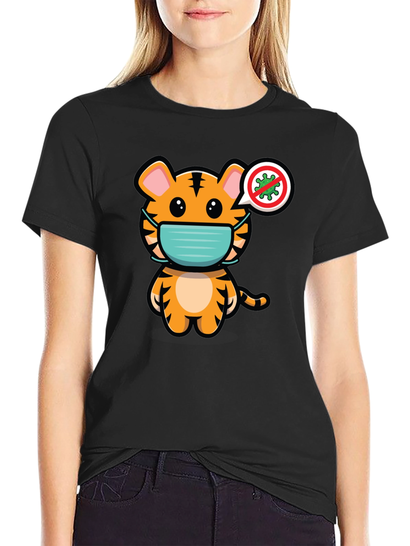 Tiger Wearing Mask Graphic T-Shirt