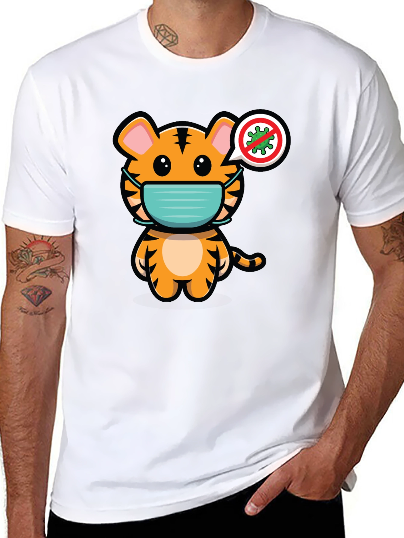 Tiger Wearing Mask Graphic T-Shirt