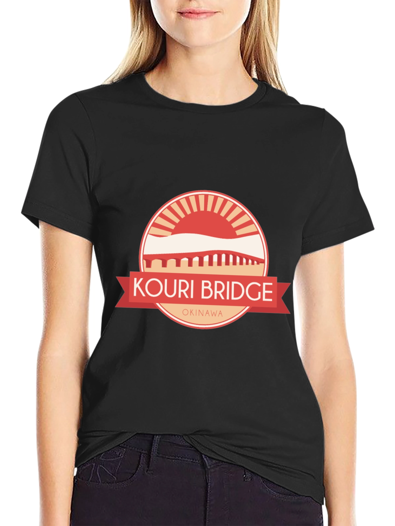 Kouri Bridge Okinawa Graphic Tee - Black T-Shirt