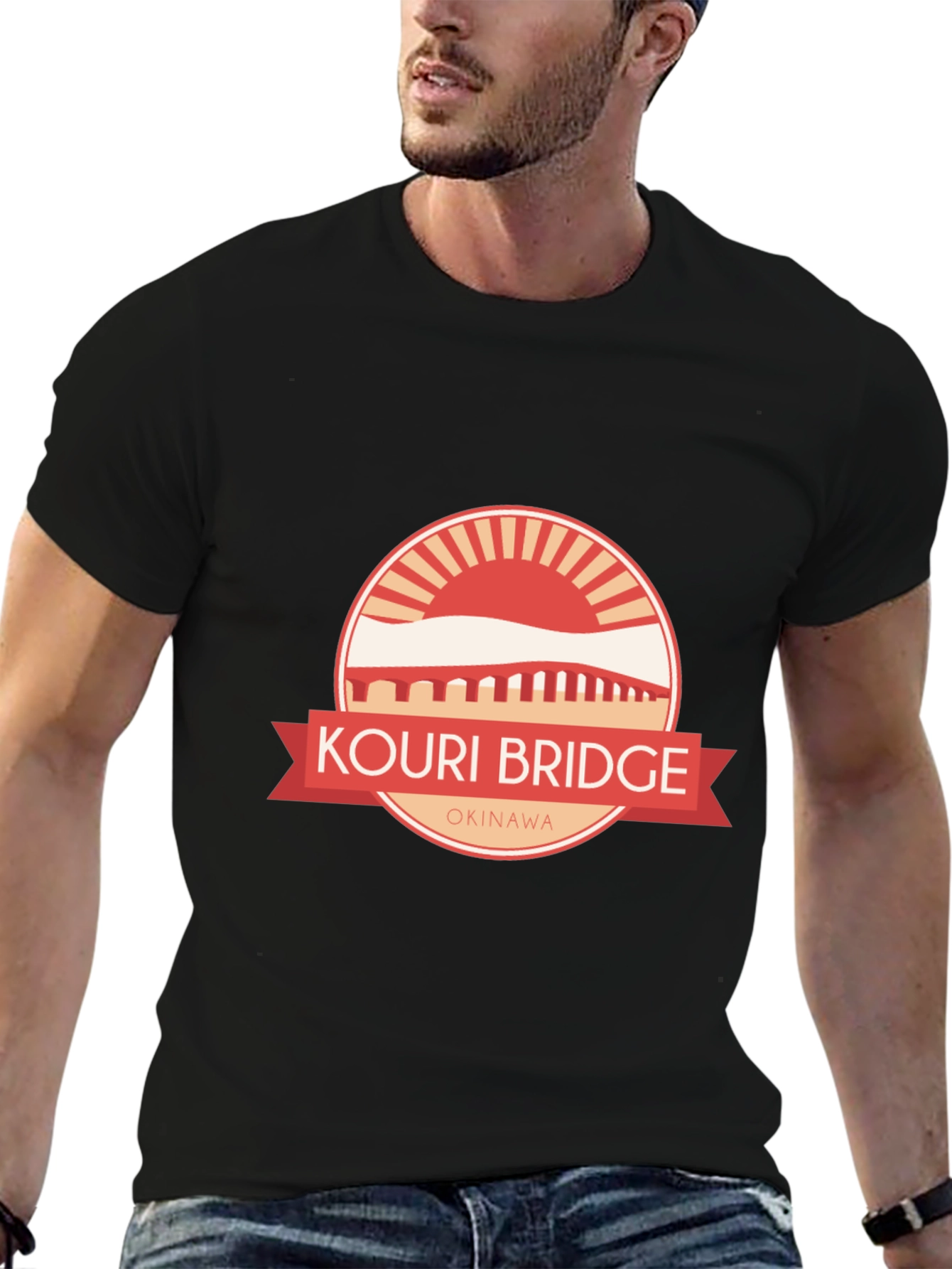 Kouri Bridge Okinawa Graphic Tee - Black T-Shirt