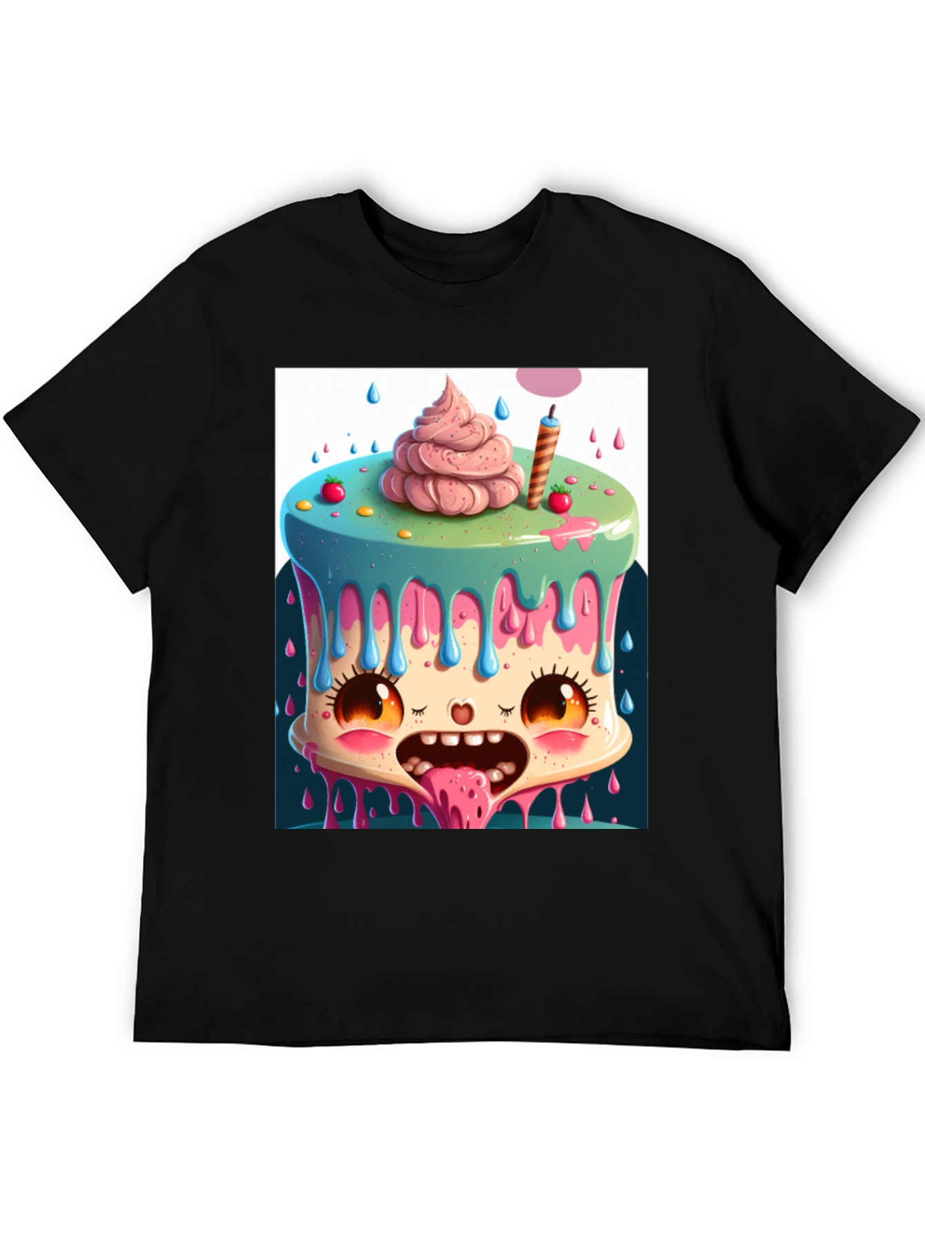Cartoon Cake Monster Graphic Tee - Unique Design