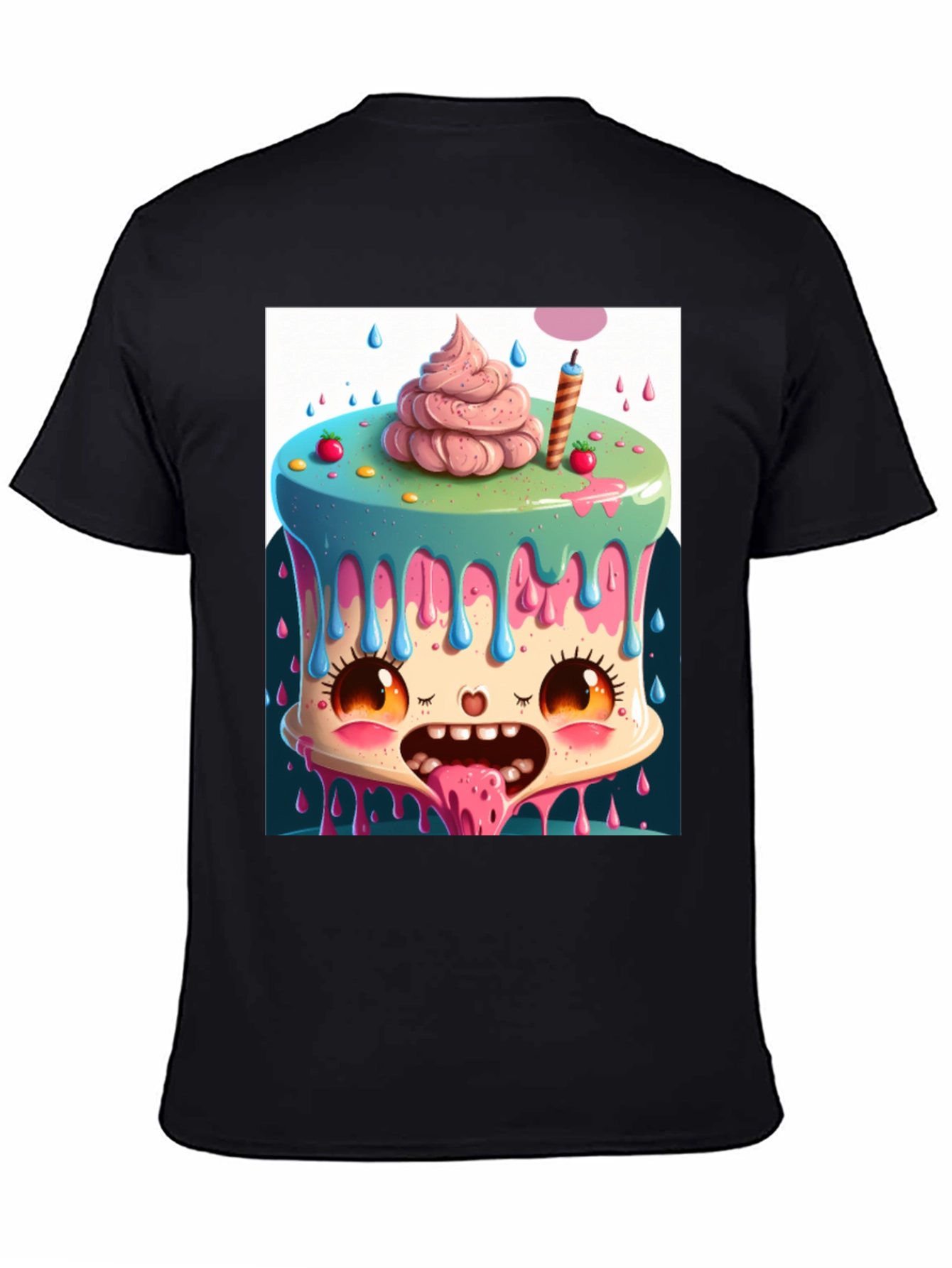 Cartoon Cake Monster Graphic Tee - Unique Design