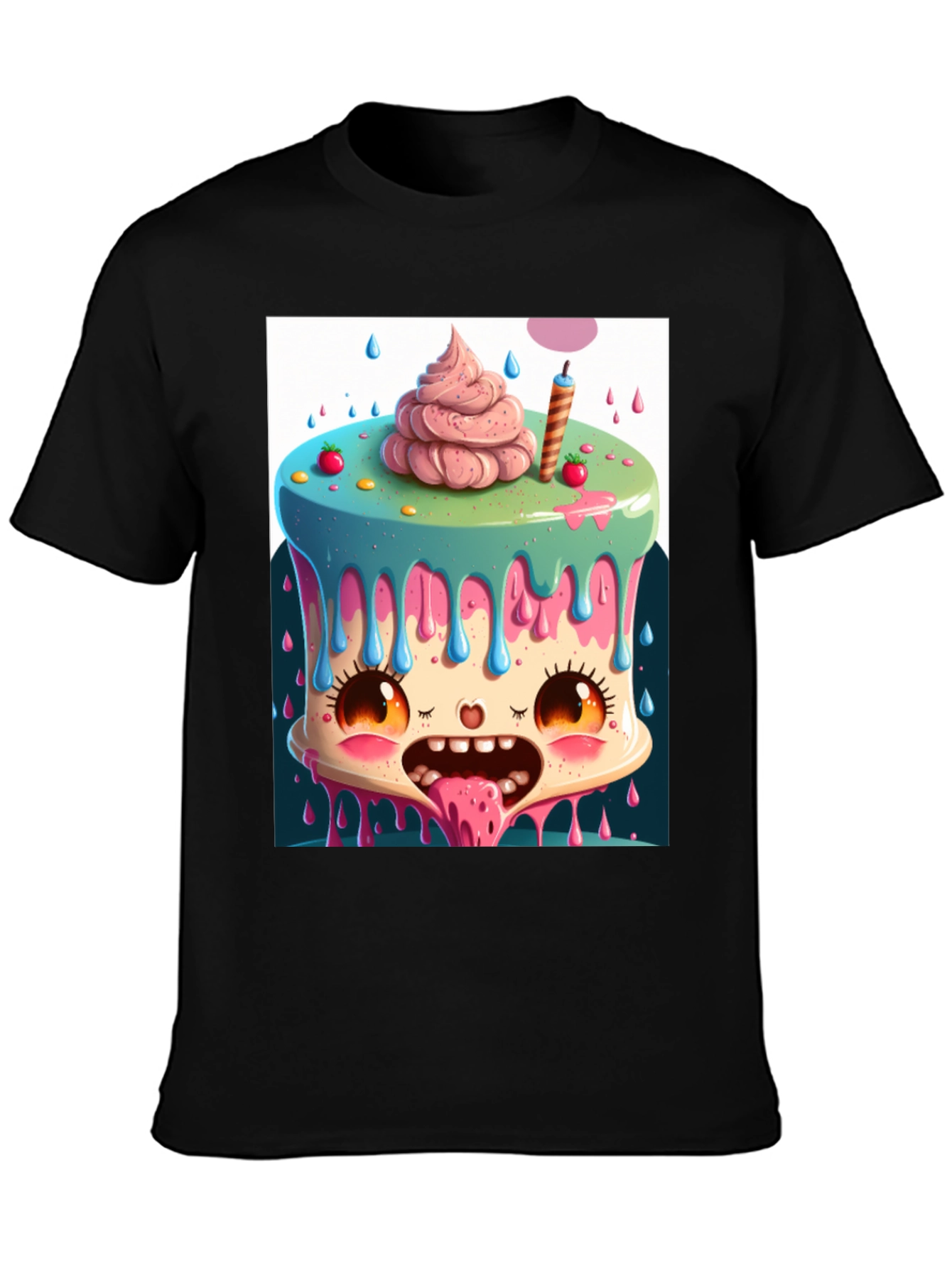 Cartoon Cake Monster Graphic Tee - Unique Design
