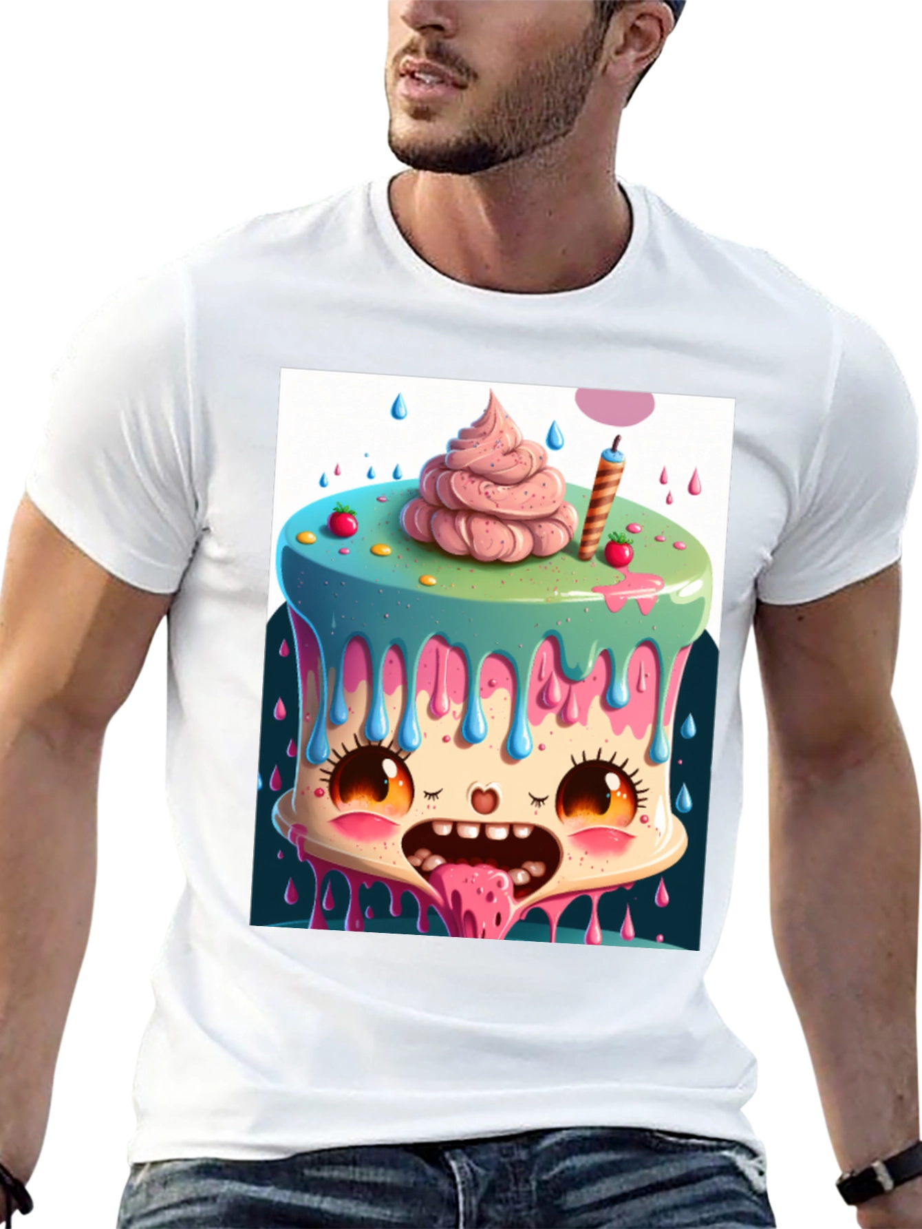 Cartoon Cake Monster Graphic Tee - Unique Design