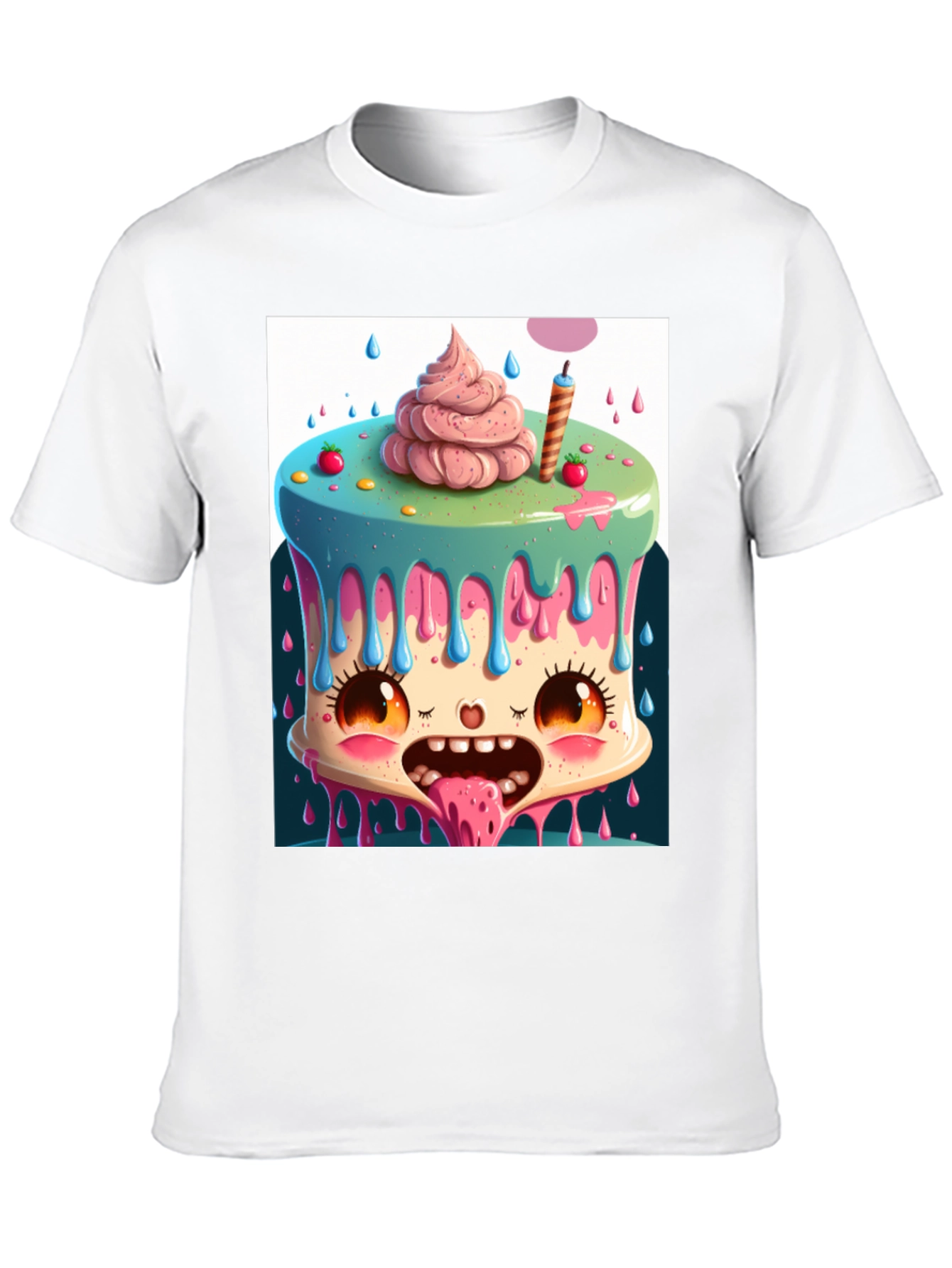 Cartoon Cake Monster Graphic Tee - Unique Design