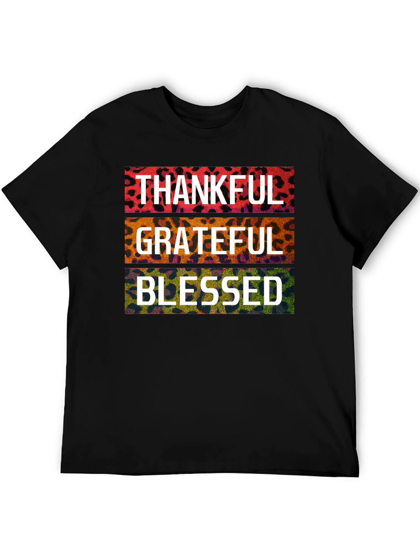 Thankful Grateful Blessed Leopard Print T-Shirt
