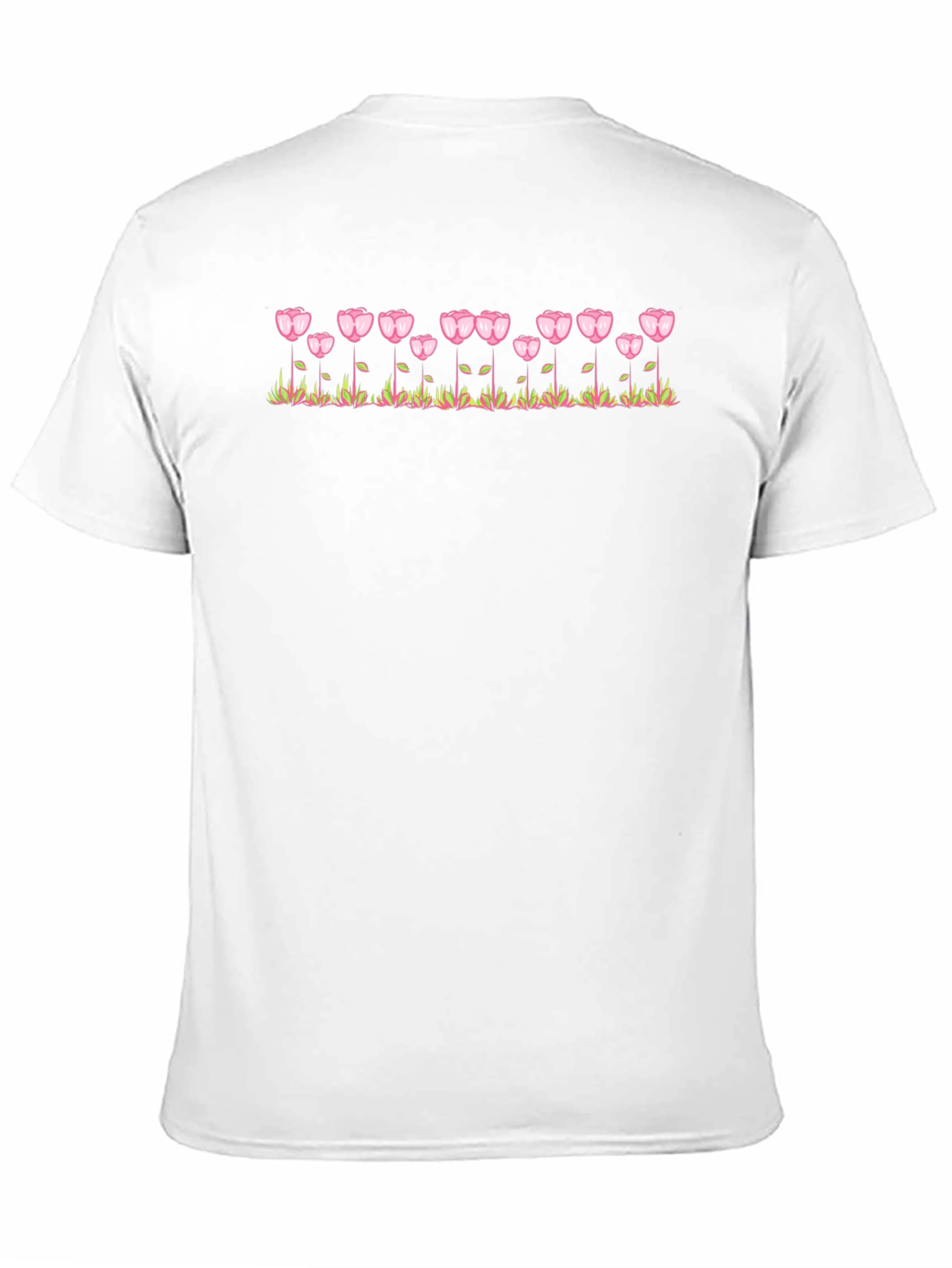 Floral Tulip Design Black T-Shirt
