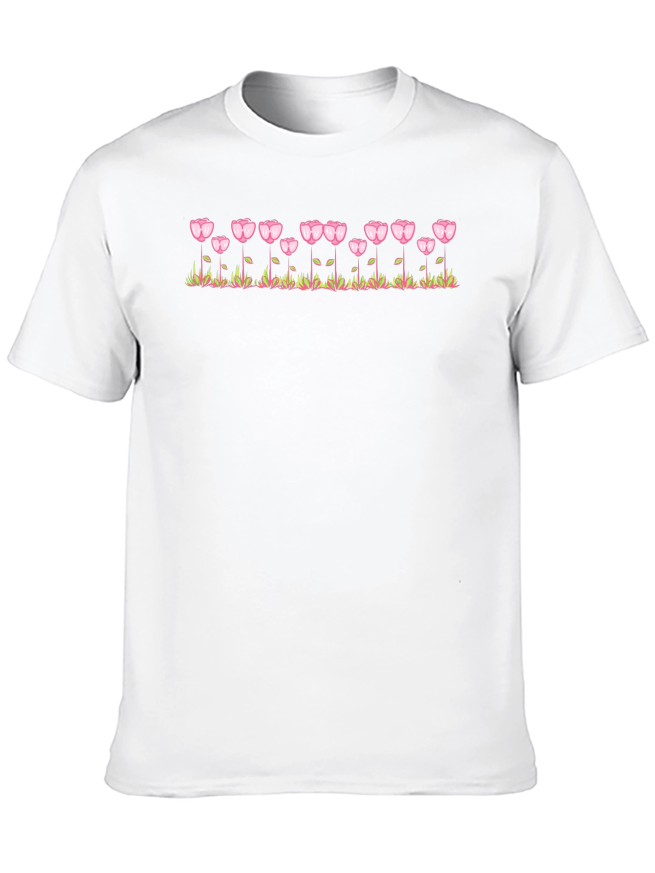 Floral Tulip Design Black T-Shirt