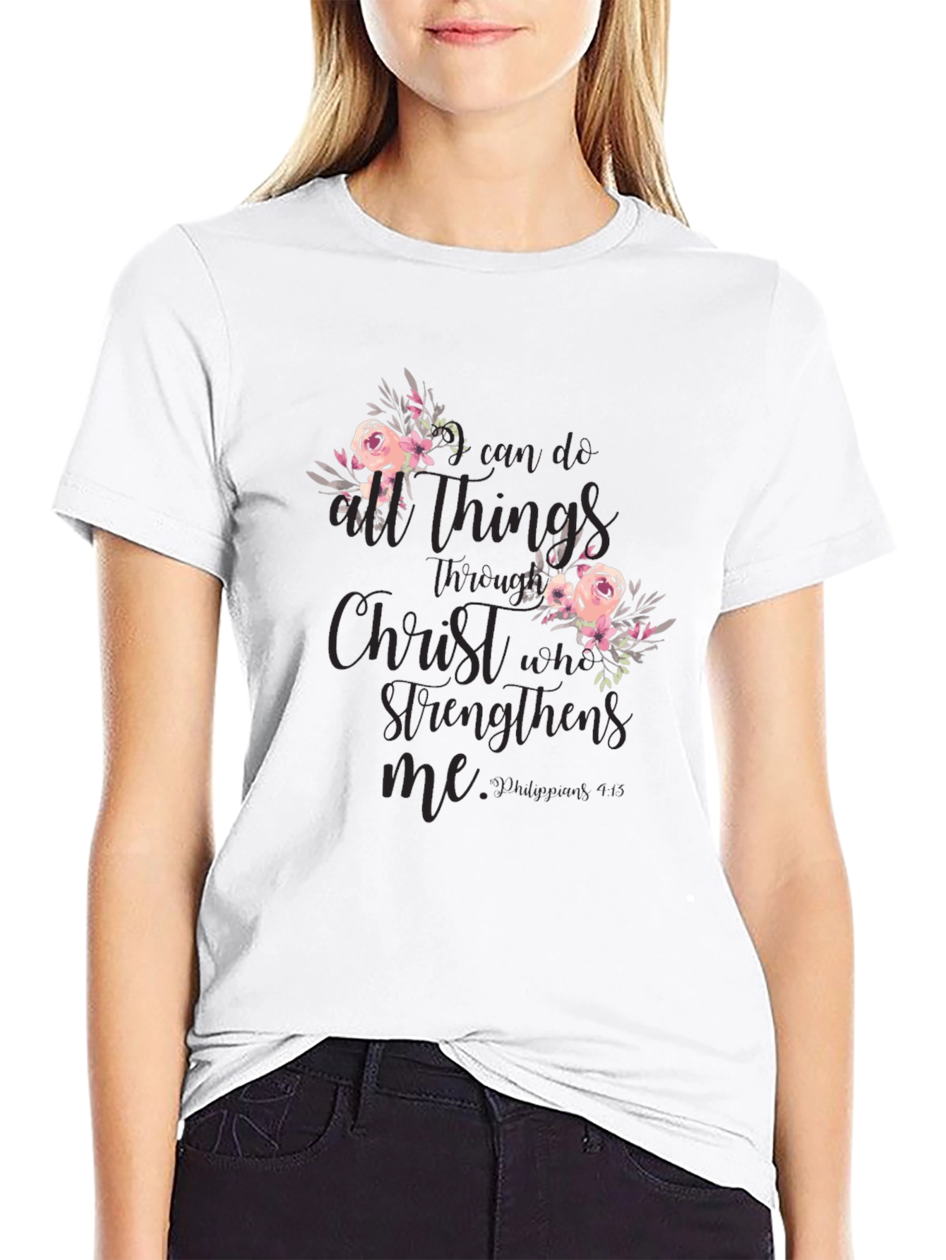 Inspirational Christian Floral Graphic Tee