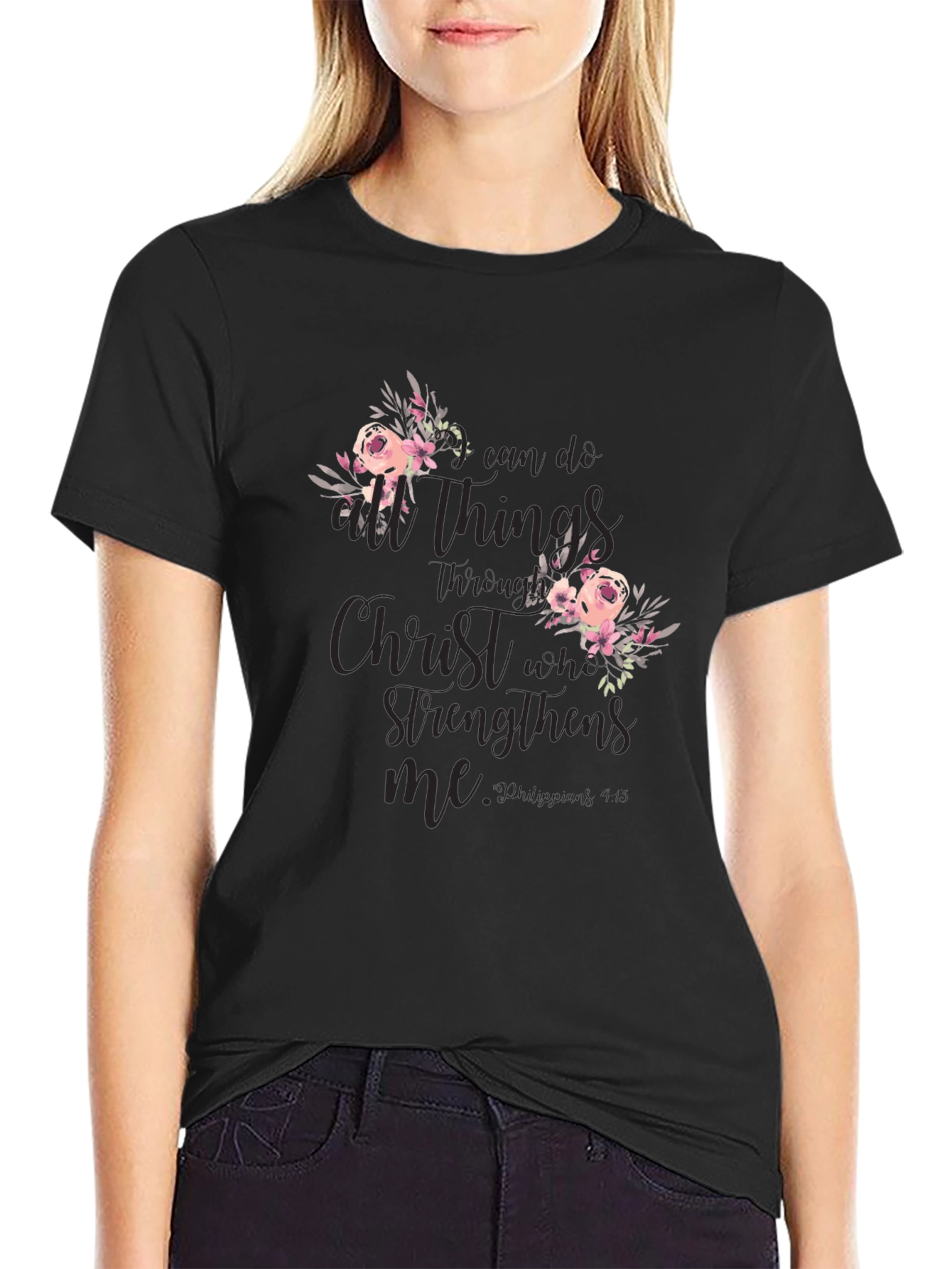 Inspirational Christian Floral Graphic Tee