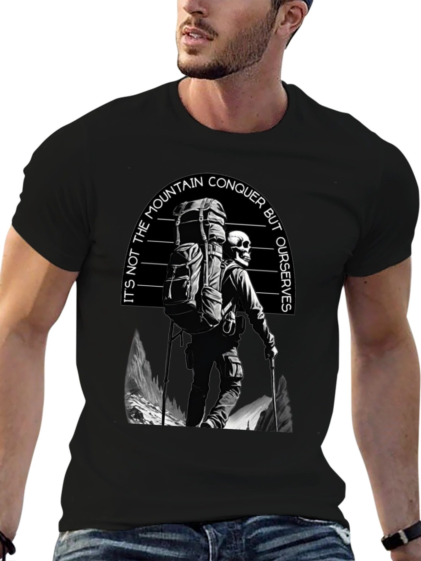 Conquer Yourself Graphic T-Shirt - Black Cotton Tee