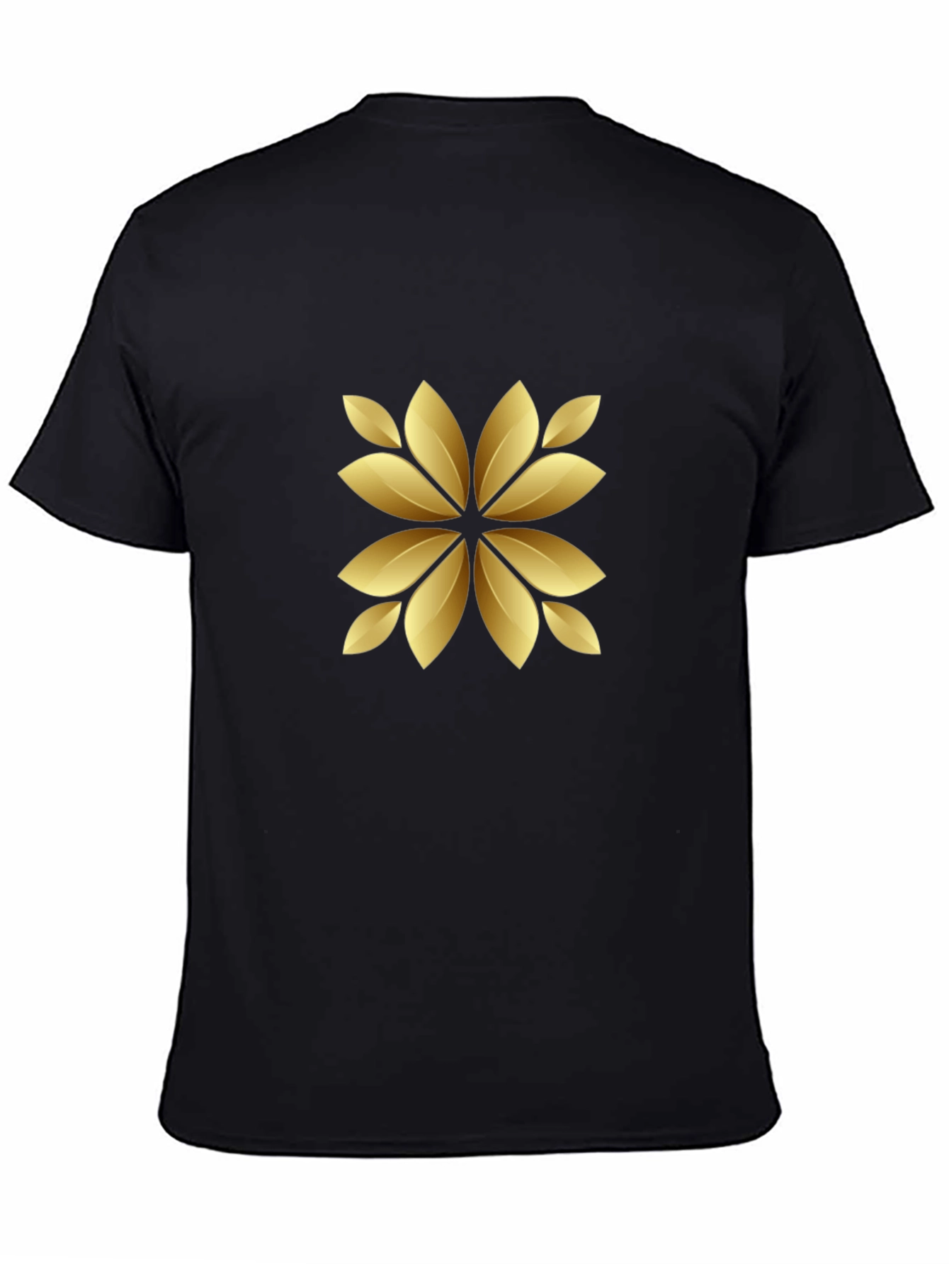 Elegant Black Tee with Golden Floral Design