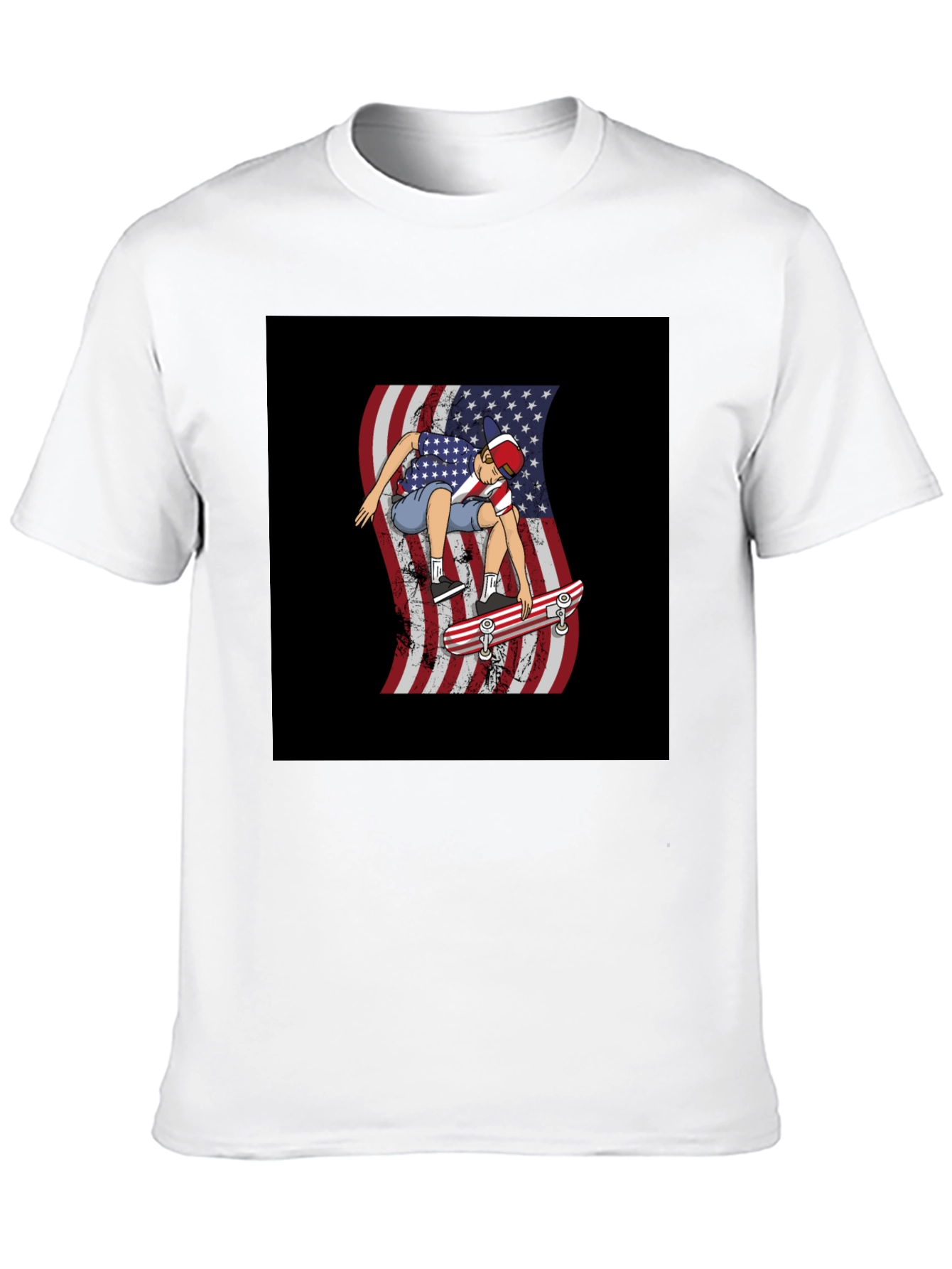 USA Flag Skateboarder Graphic Tee