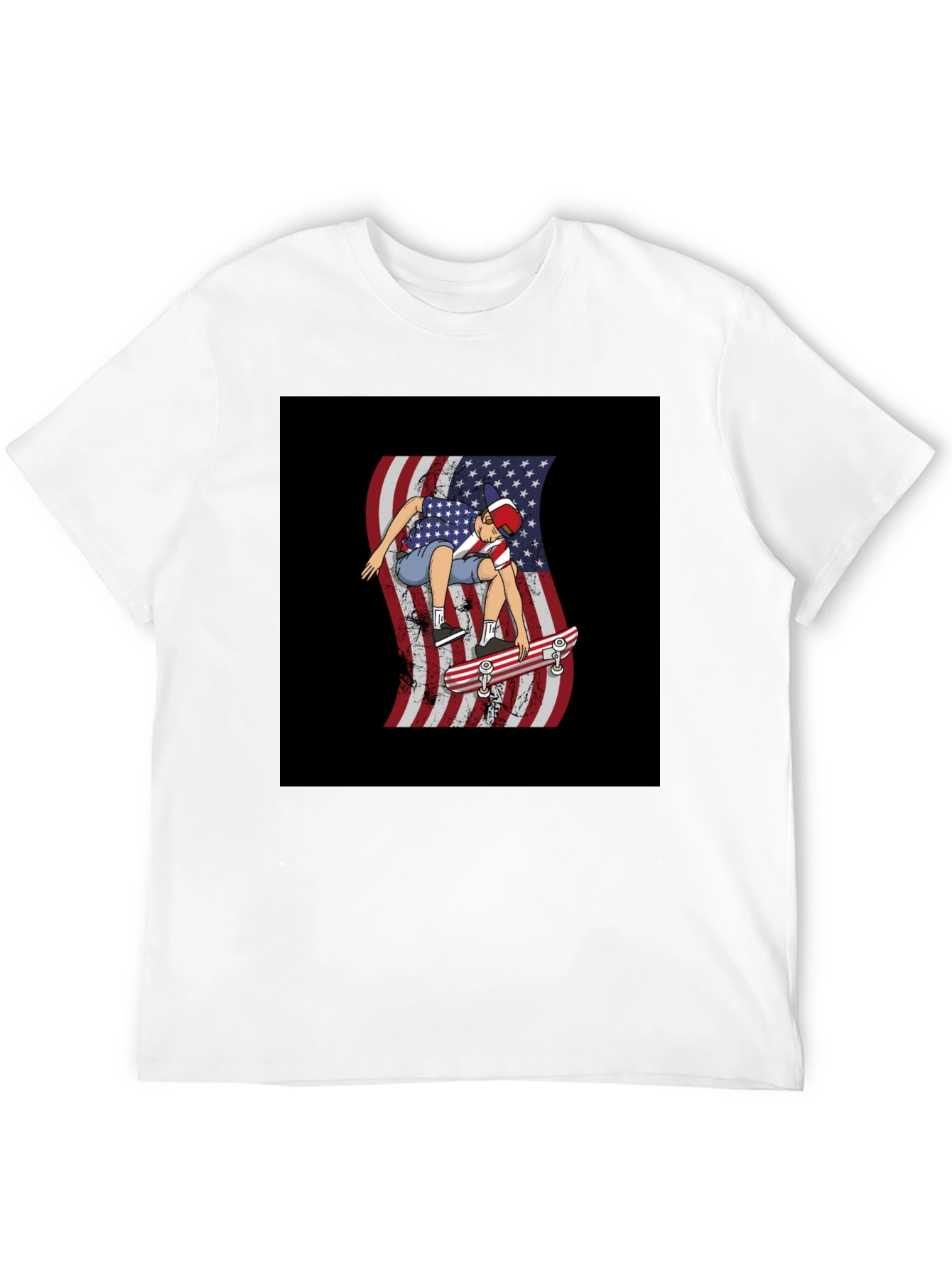 USA Flag Skateboarder Graphic Tee