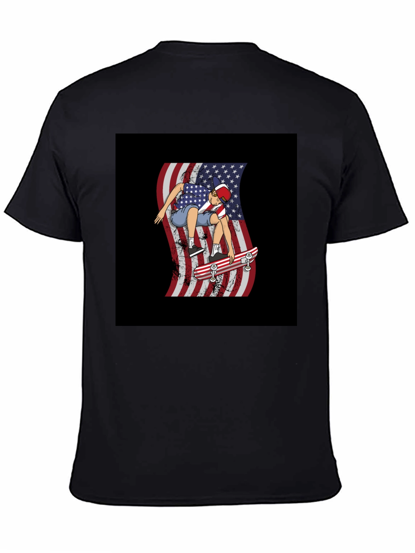 USA Flag Skateboarder Graphic Tee