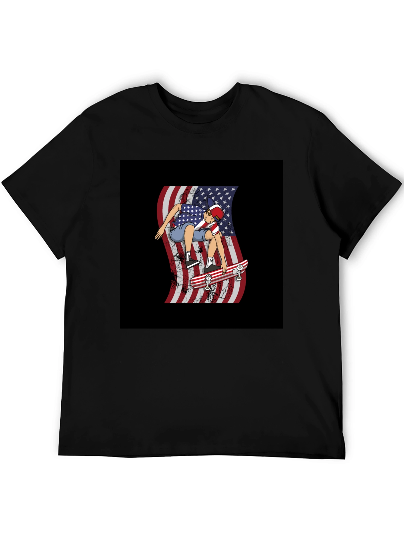 USA Flag Skateboarder Graphic Tee