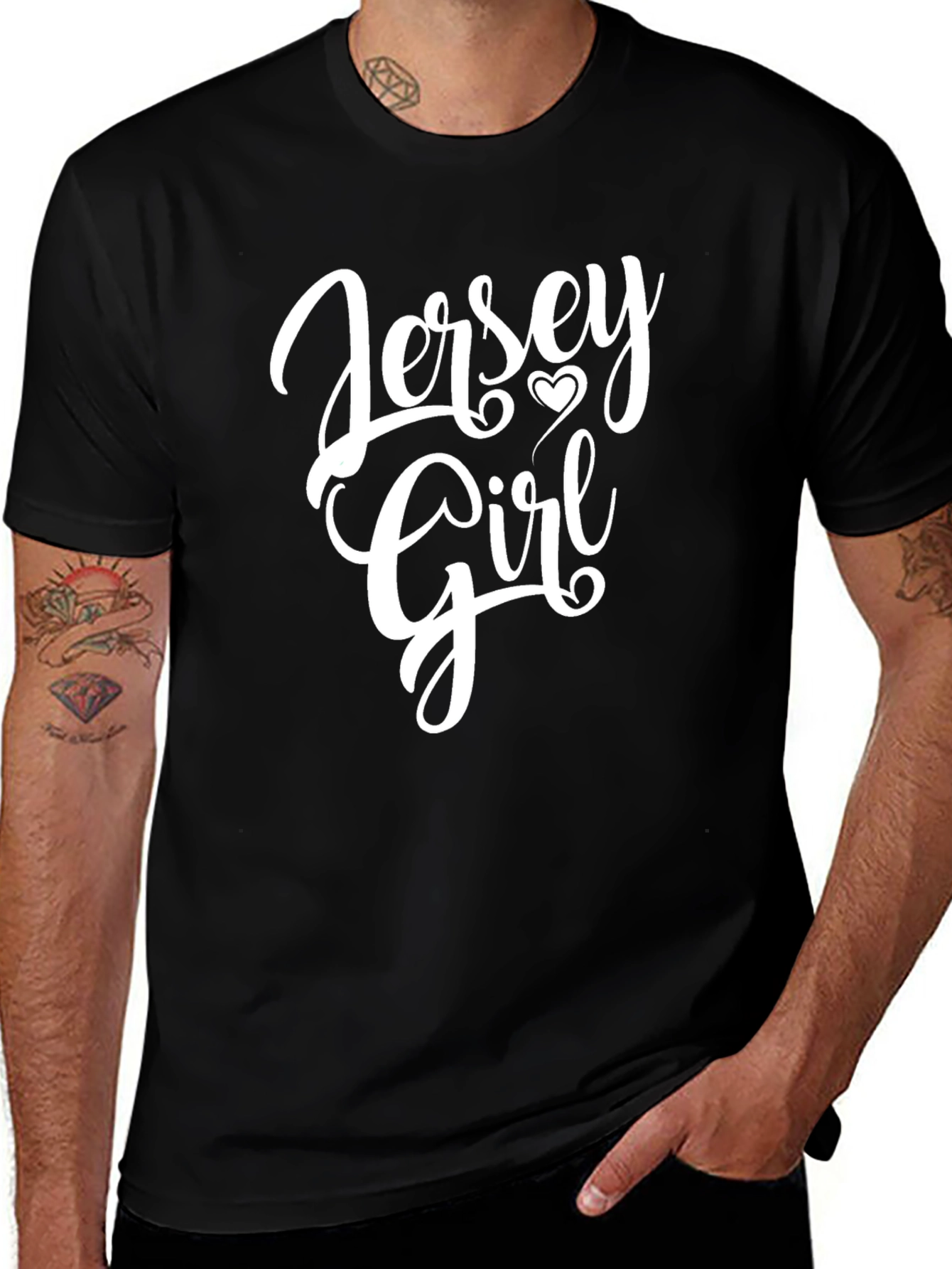 Jersey Girl Graphic Tee - Black Cotton T-Shirt