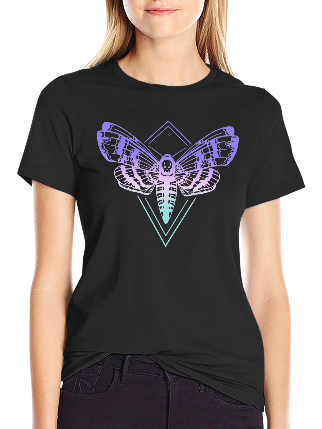 Skull Moth Graphic Tee - Black T-Shirt