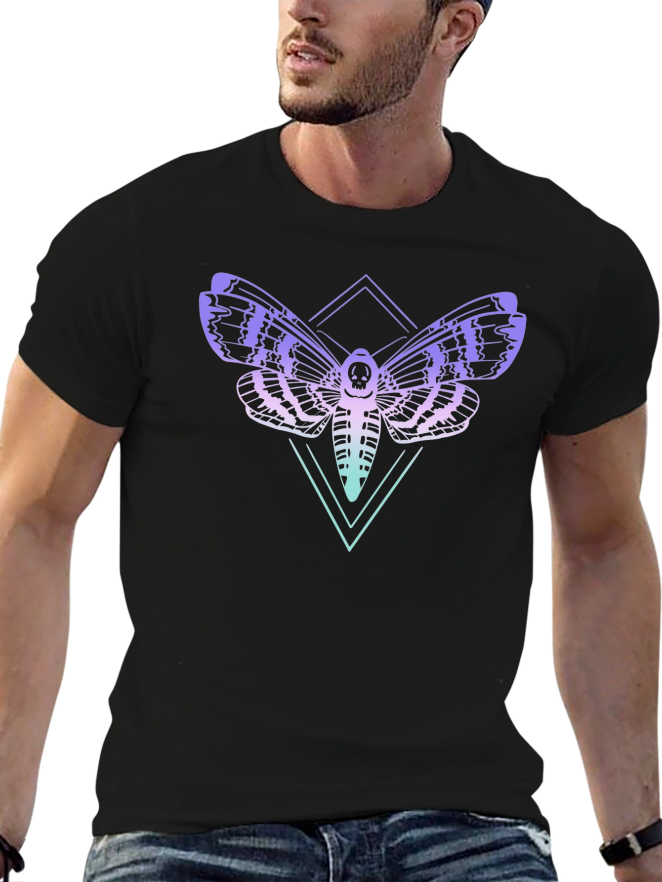 Skull Moth Graphic Tee - Black T-Shirt