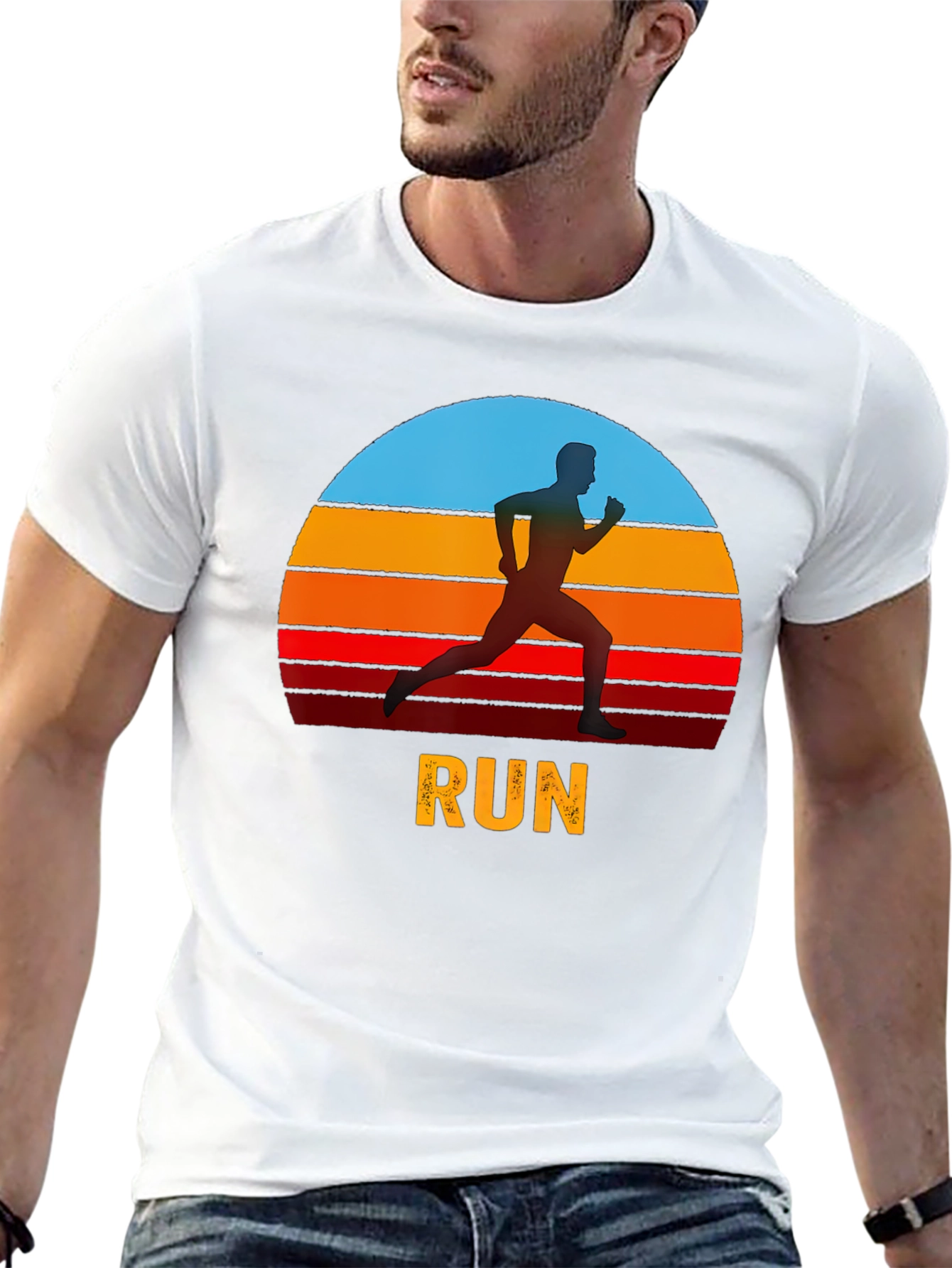 Retro Run T-Shirt - Silhouette Design