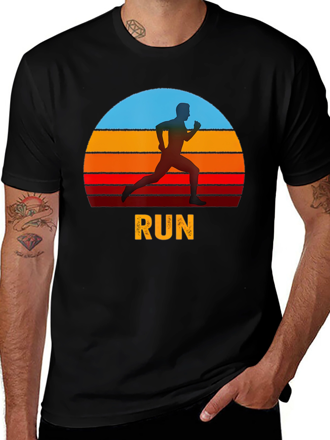 Retro Run T-Shirt - Silhouette Design