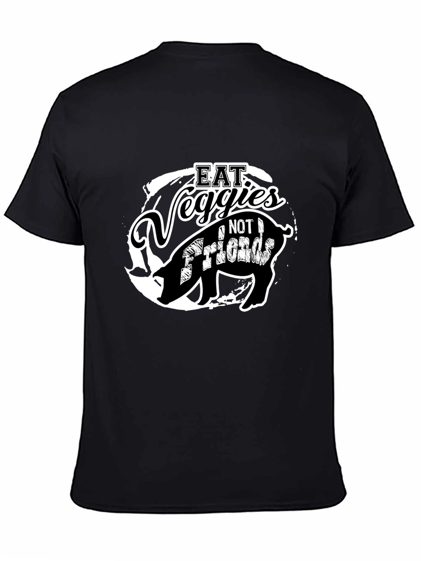 Eat Veggies Not Friends Pig Graphic T-Shirt