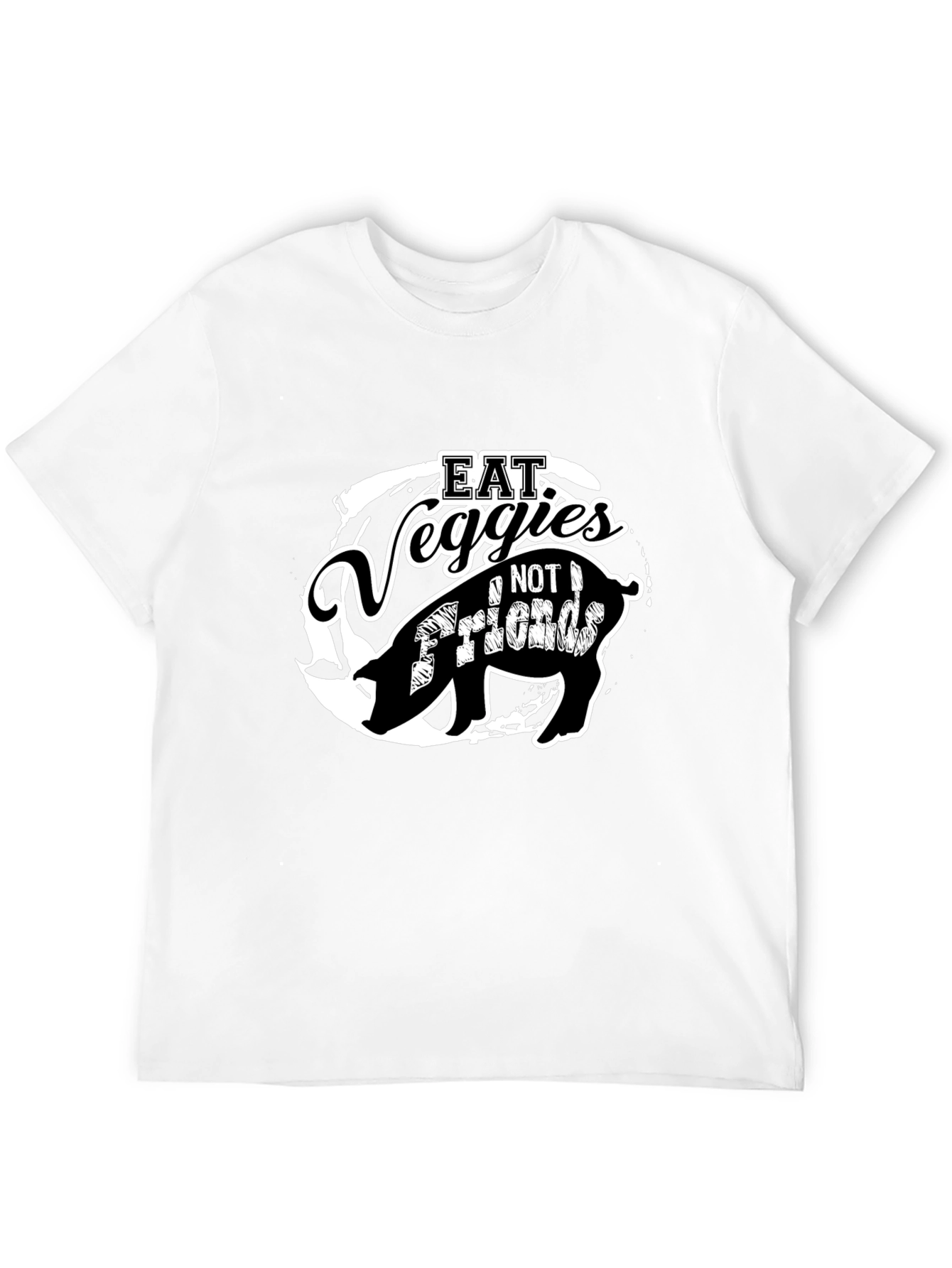 Eat Veggies Not Friends Pig Graphic T-Shirt