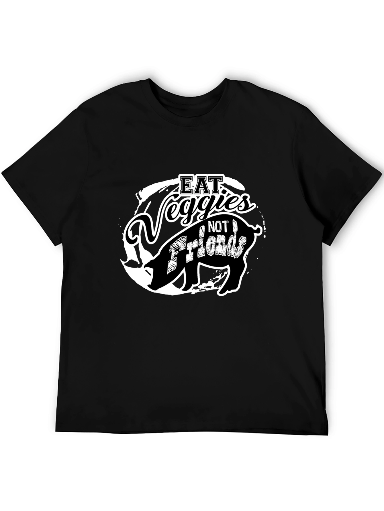 Eat Veggies Not Friends Pig Graphic T-Shirt