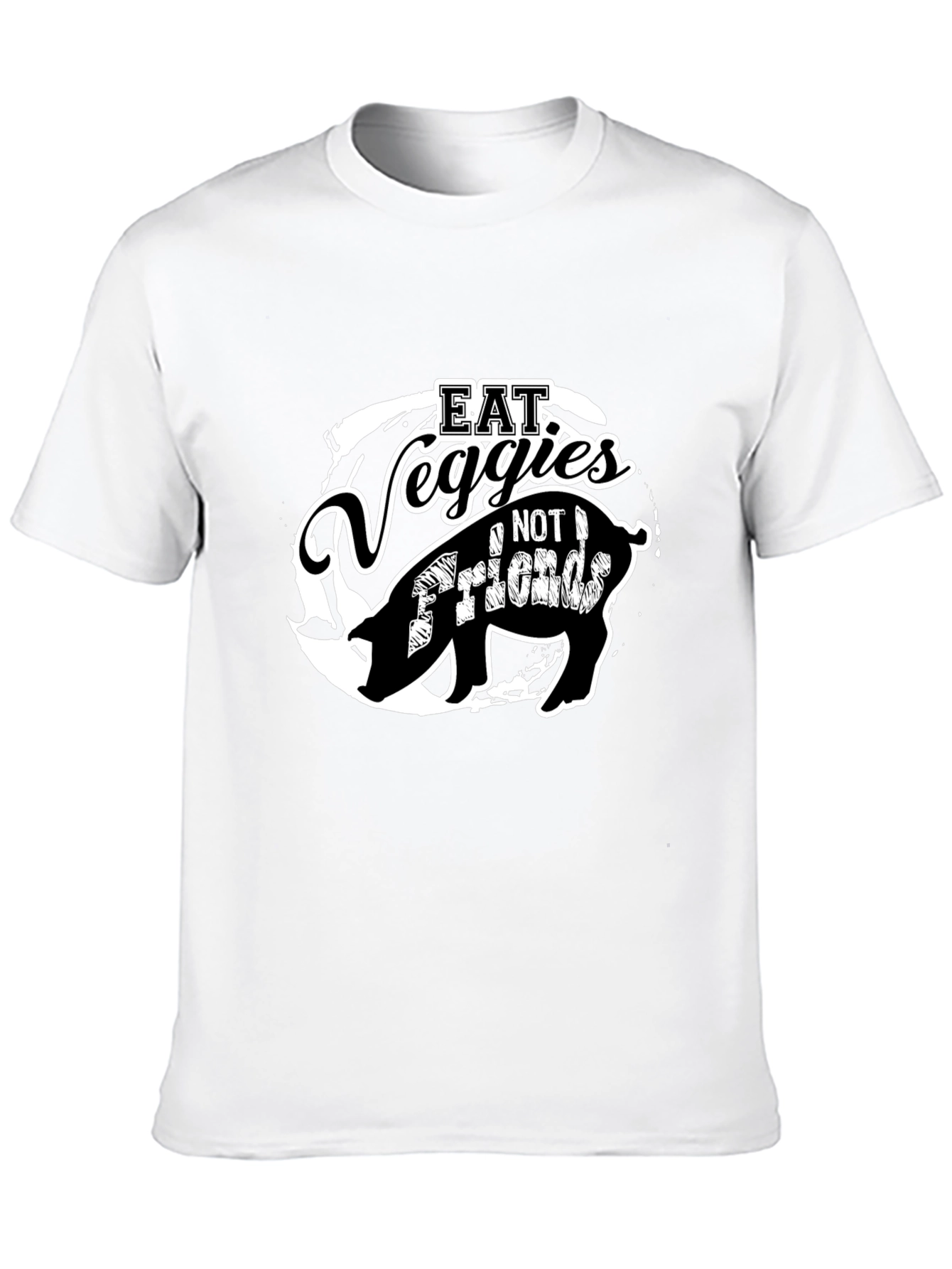 Eat Veggies Not Friends Pig Graphic T-Shirt