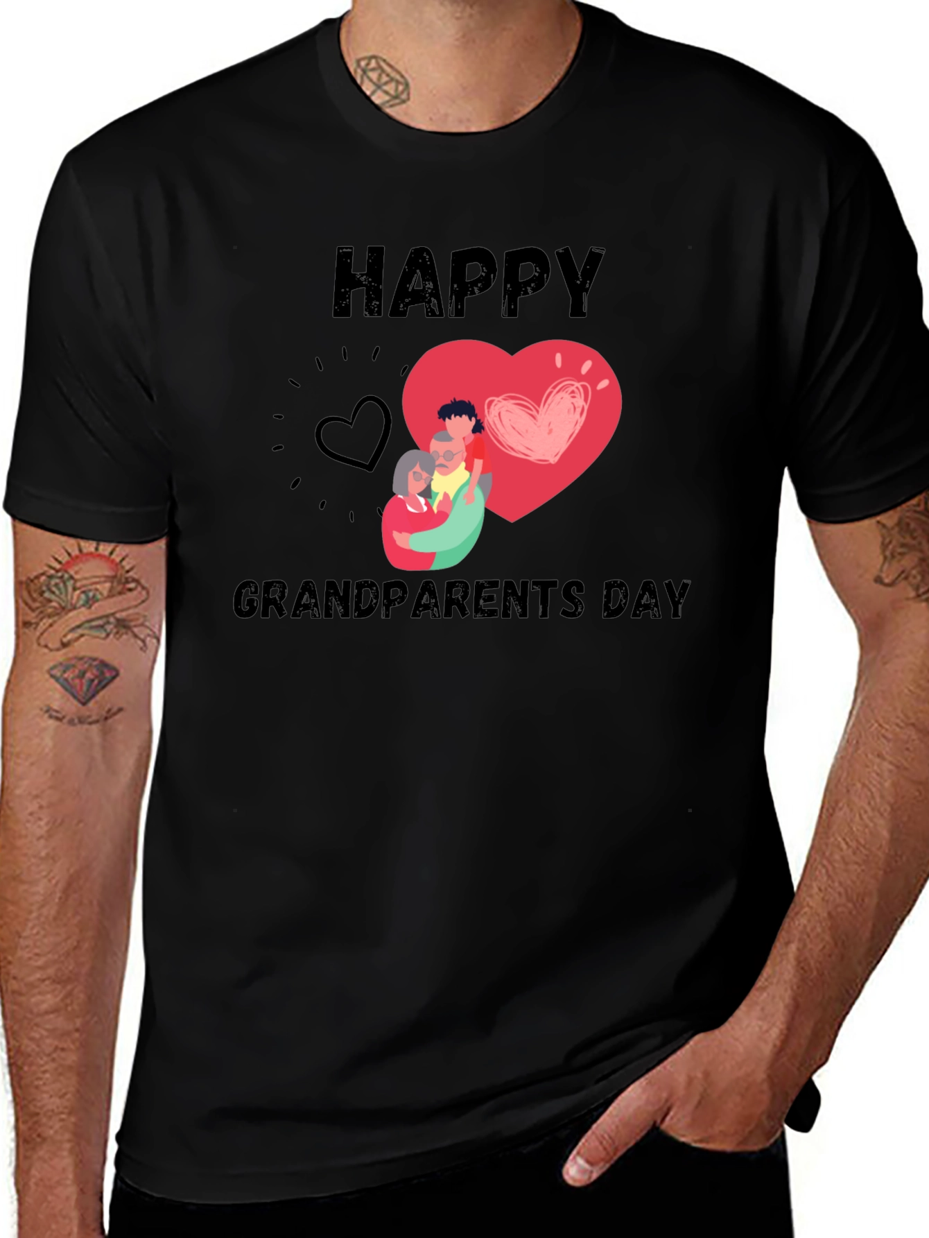 Happy Grandparents Day Black T-Shirt