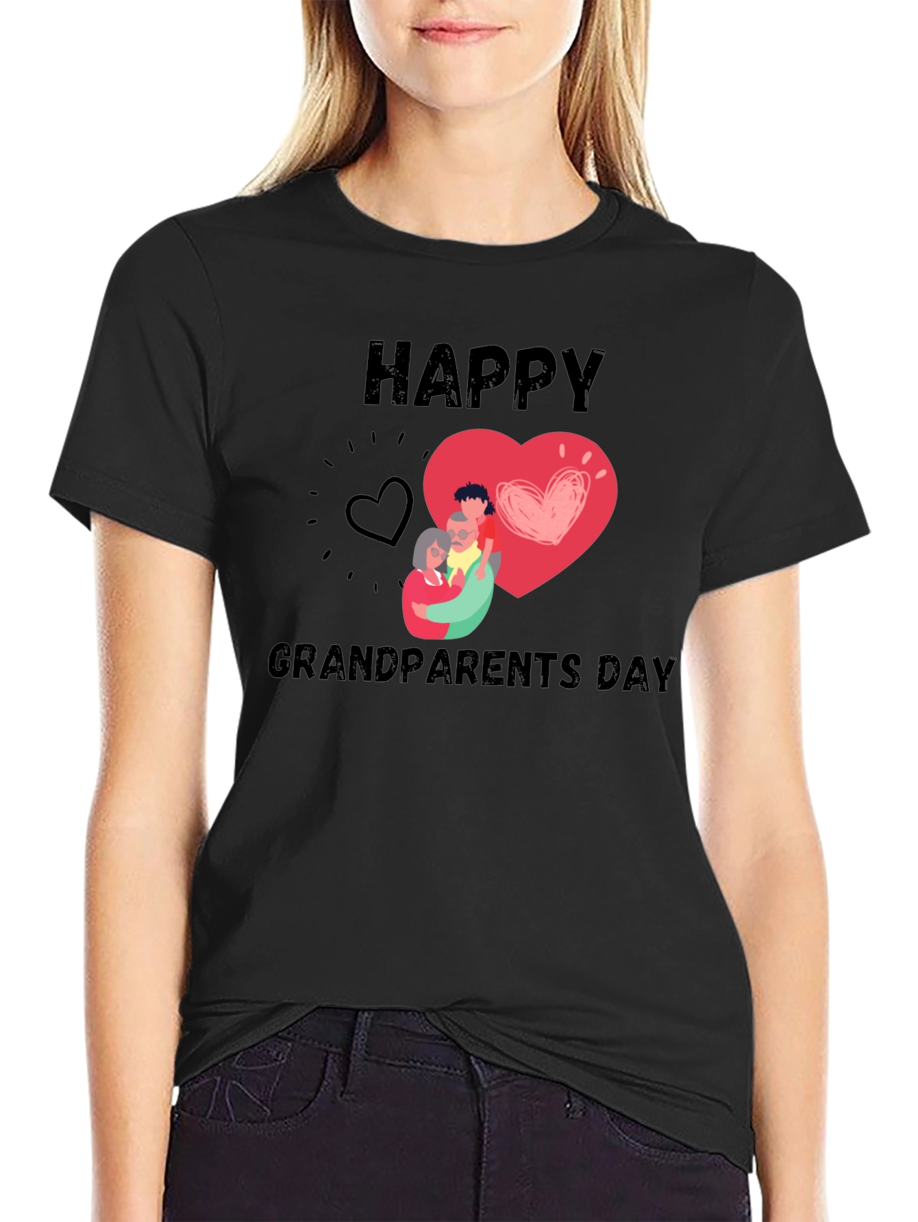 Happy Grandparents Day Black T-Shirt