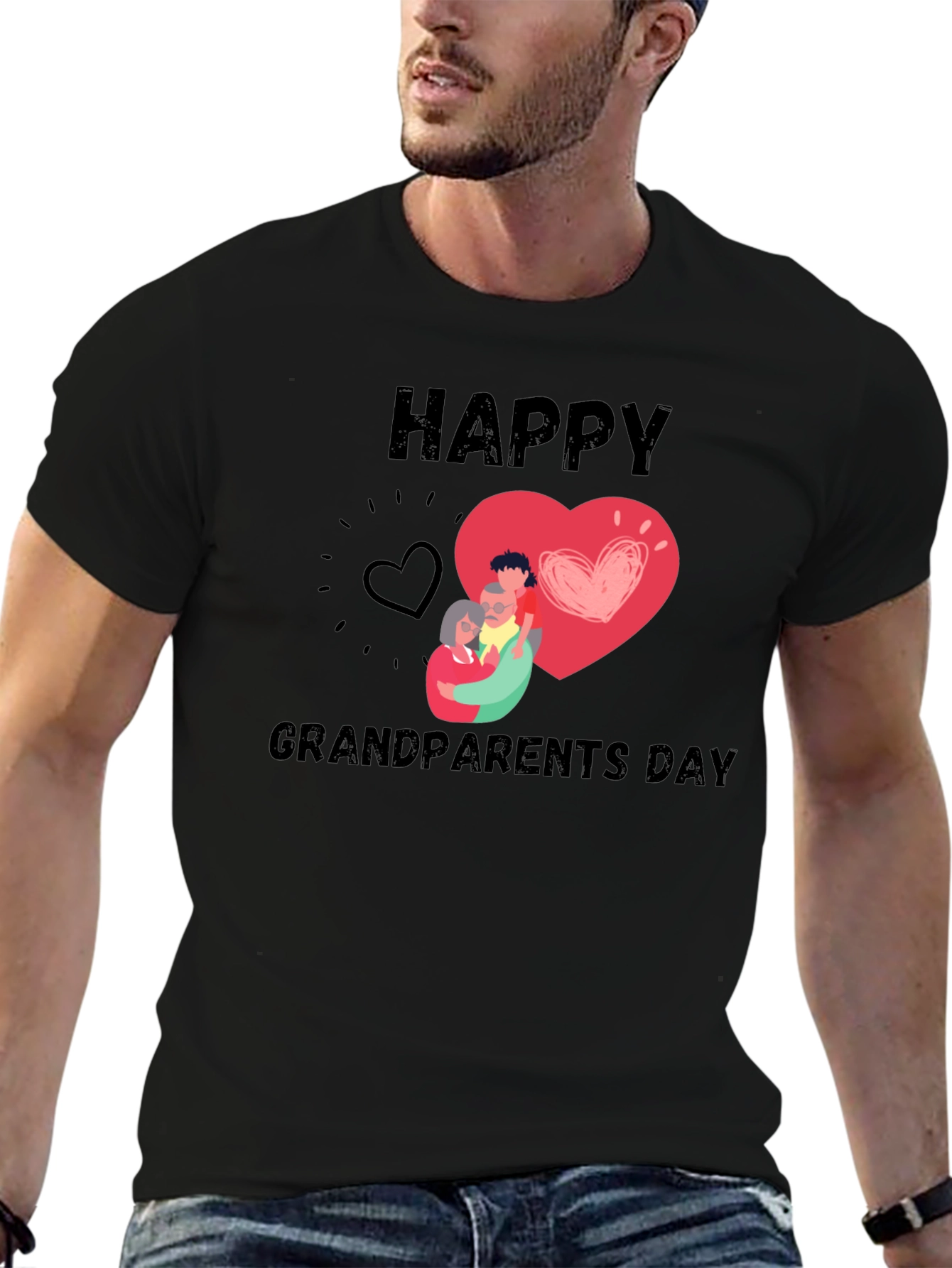 Happy Grandparents Day Black T-Shirt