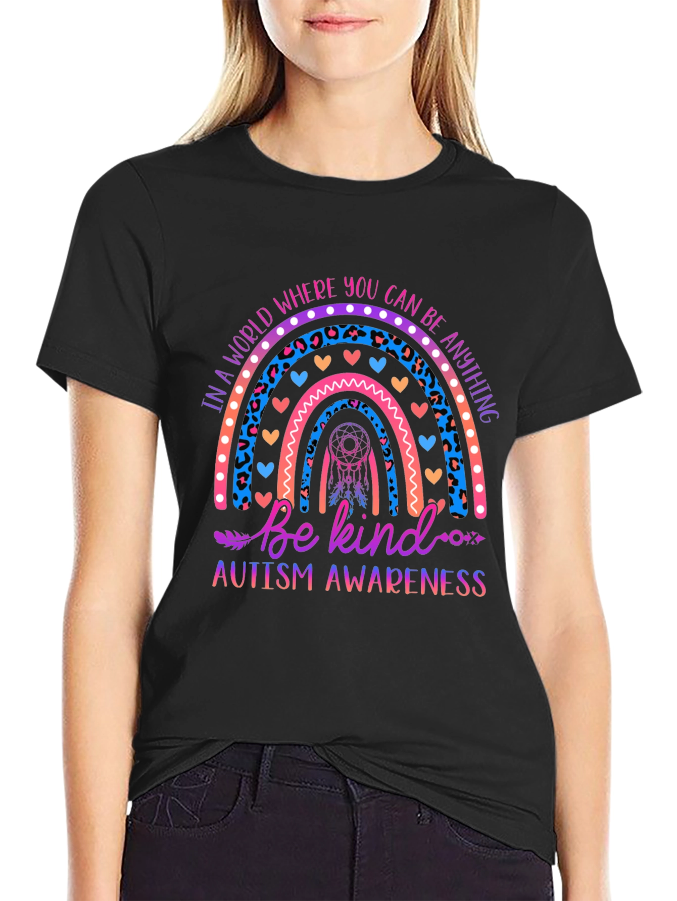 Autism Awareness Rainbow Be Kind Graphic Tee