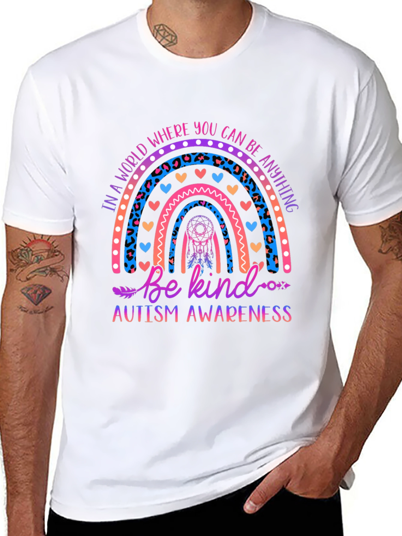 Autism Awareness Rainbow Be Kind Graphic Tee