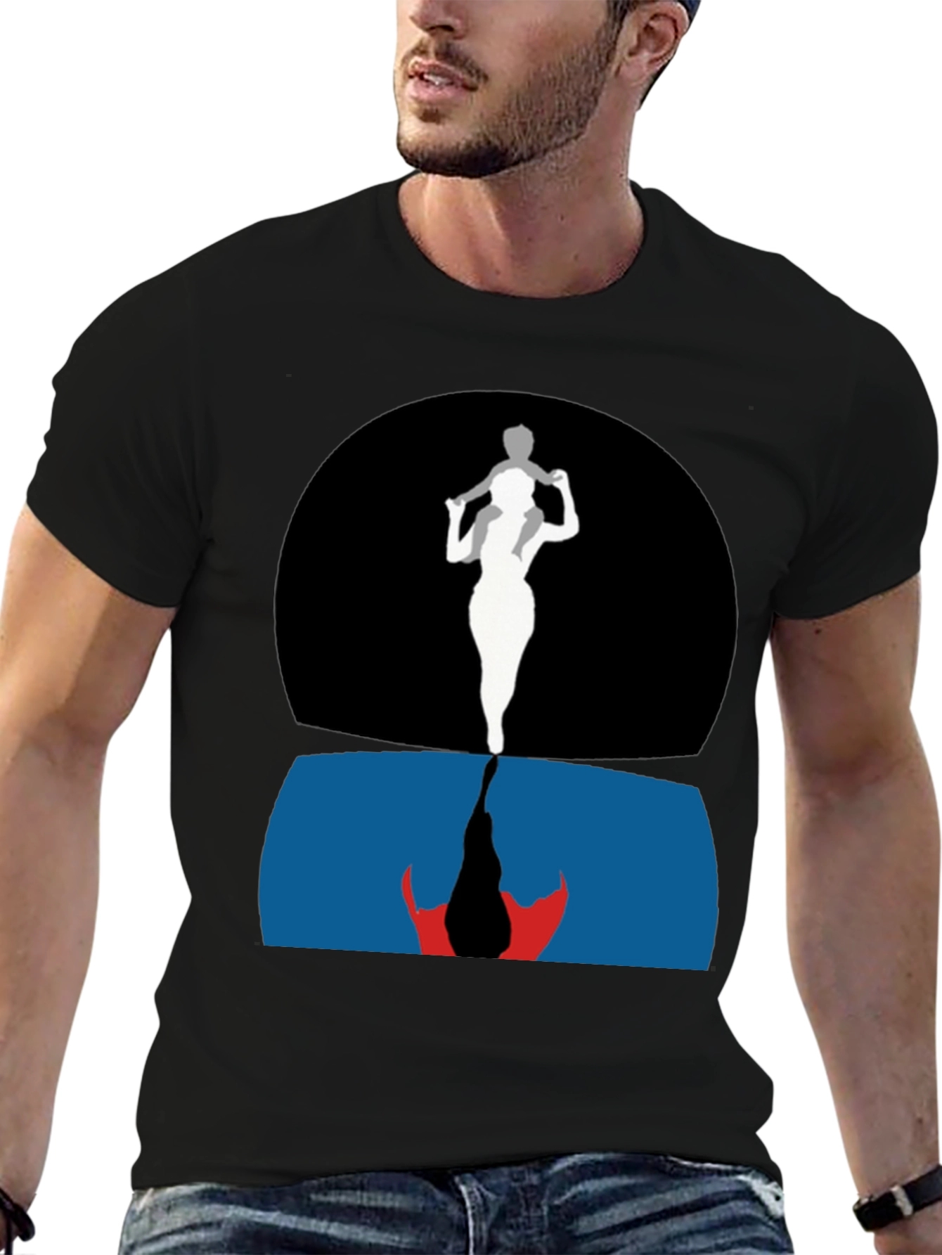 Artistic Silhouette Father Son Graphic Tee