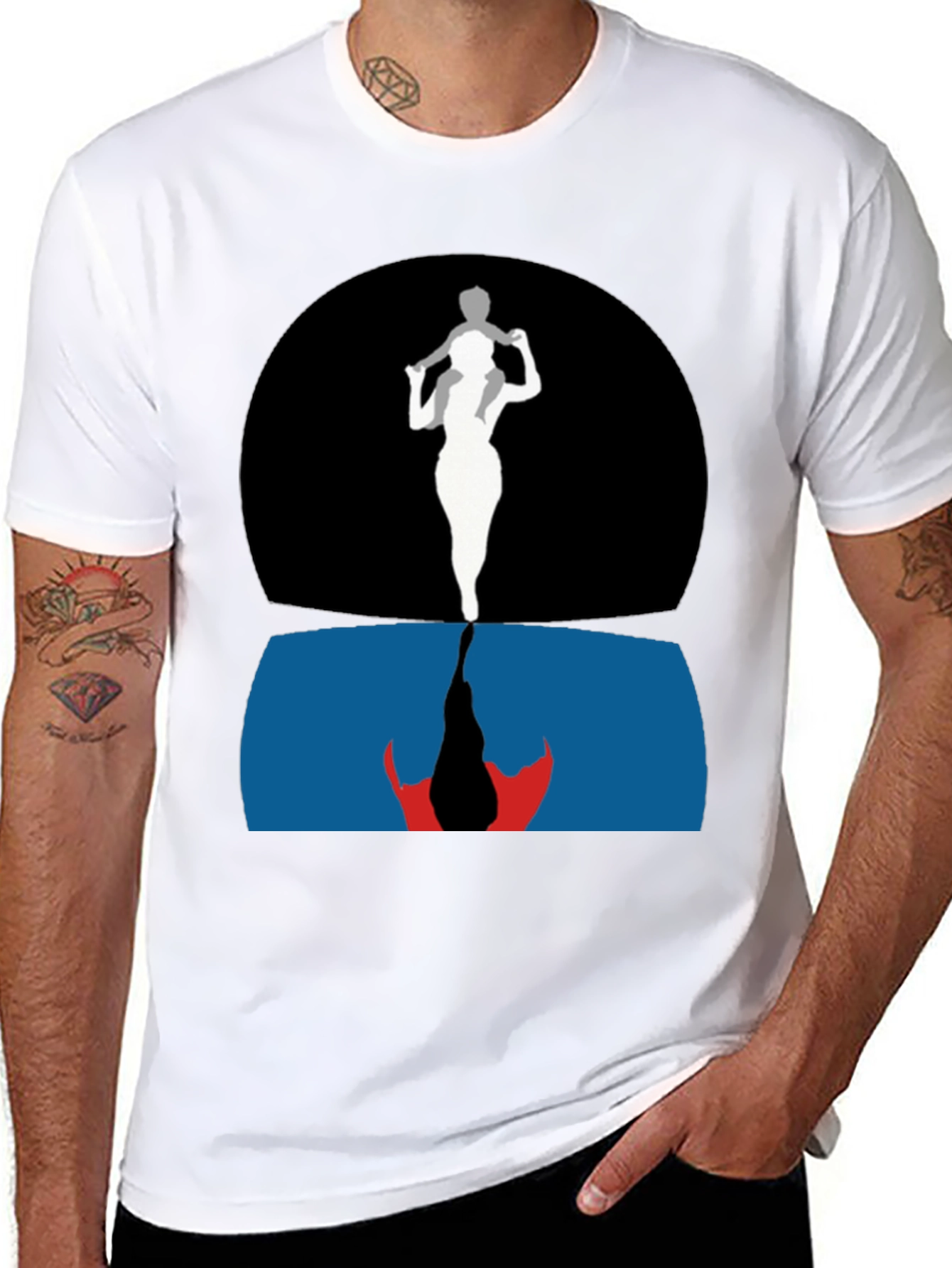 Artistic Silhouette Father Son Graphic Tee