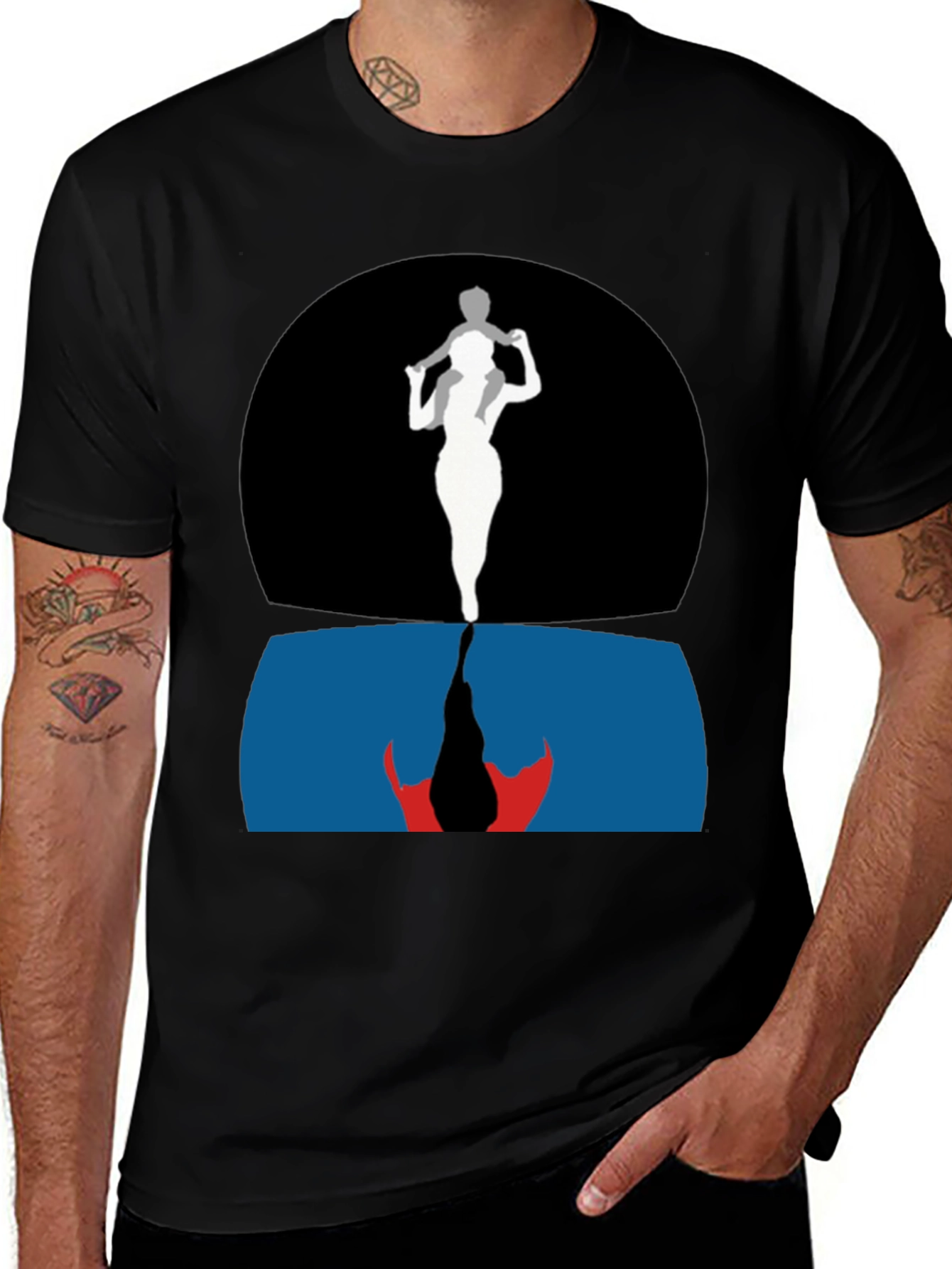 Artistic Silhouette Father Son Graphic Tee