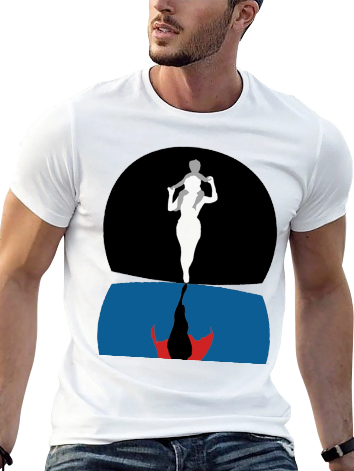 Artistic Silhouette Father Son Graphic Tee