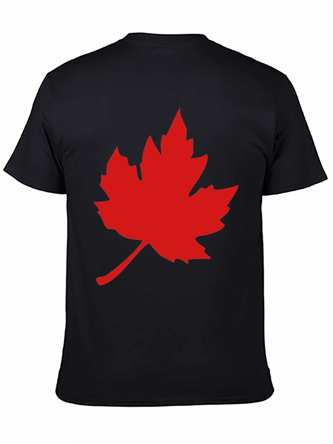 Red Maple Leaf on Black T-Shirt