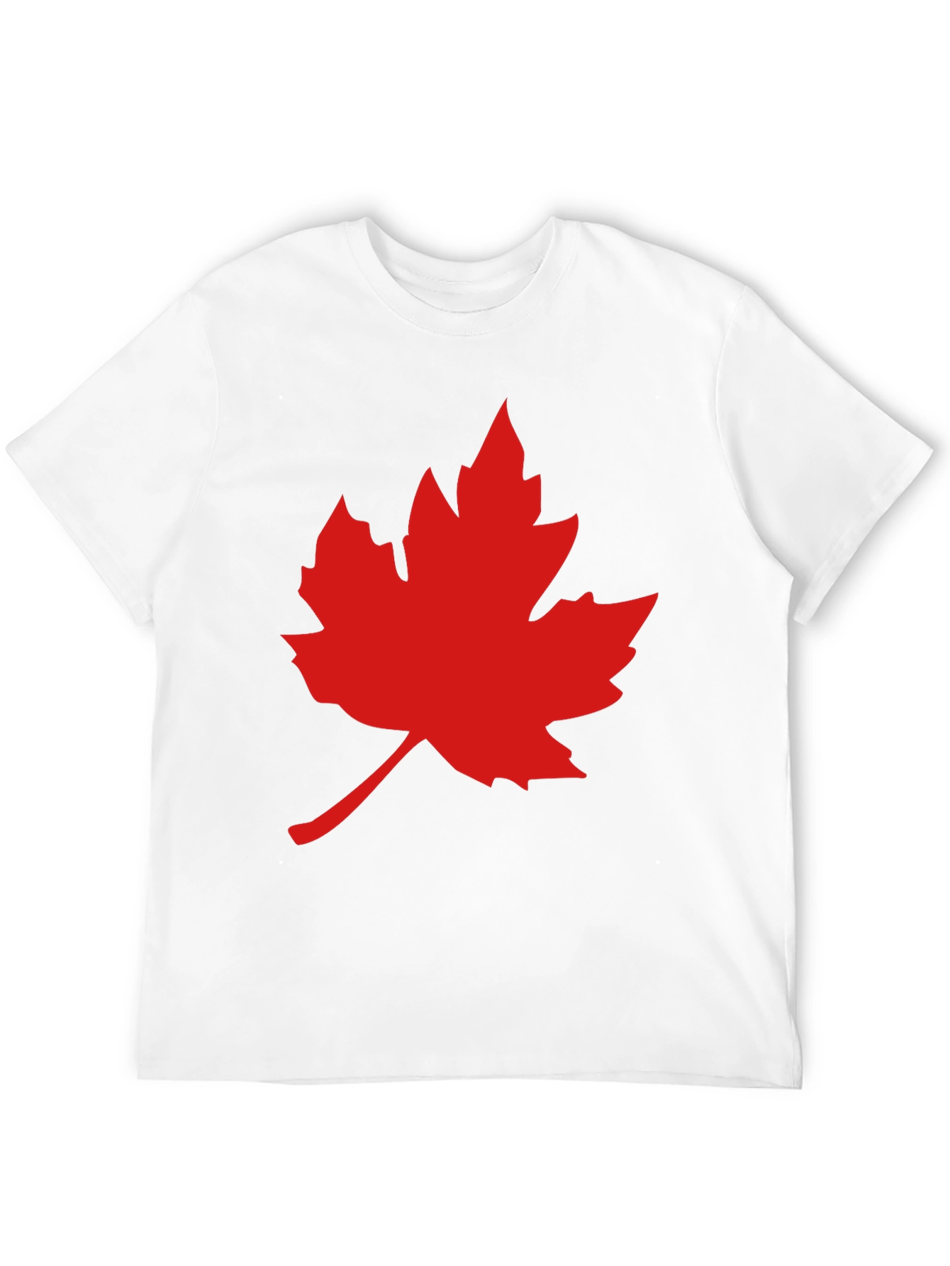 Red Maple Leaf on Black T-Shirt