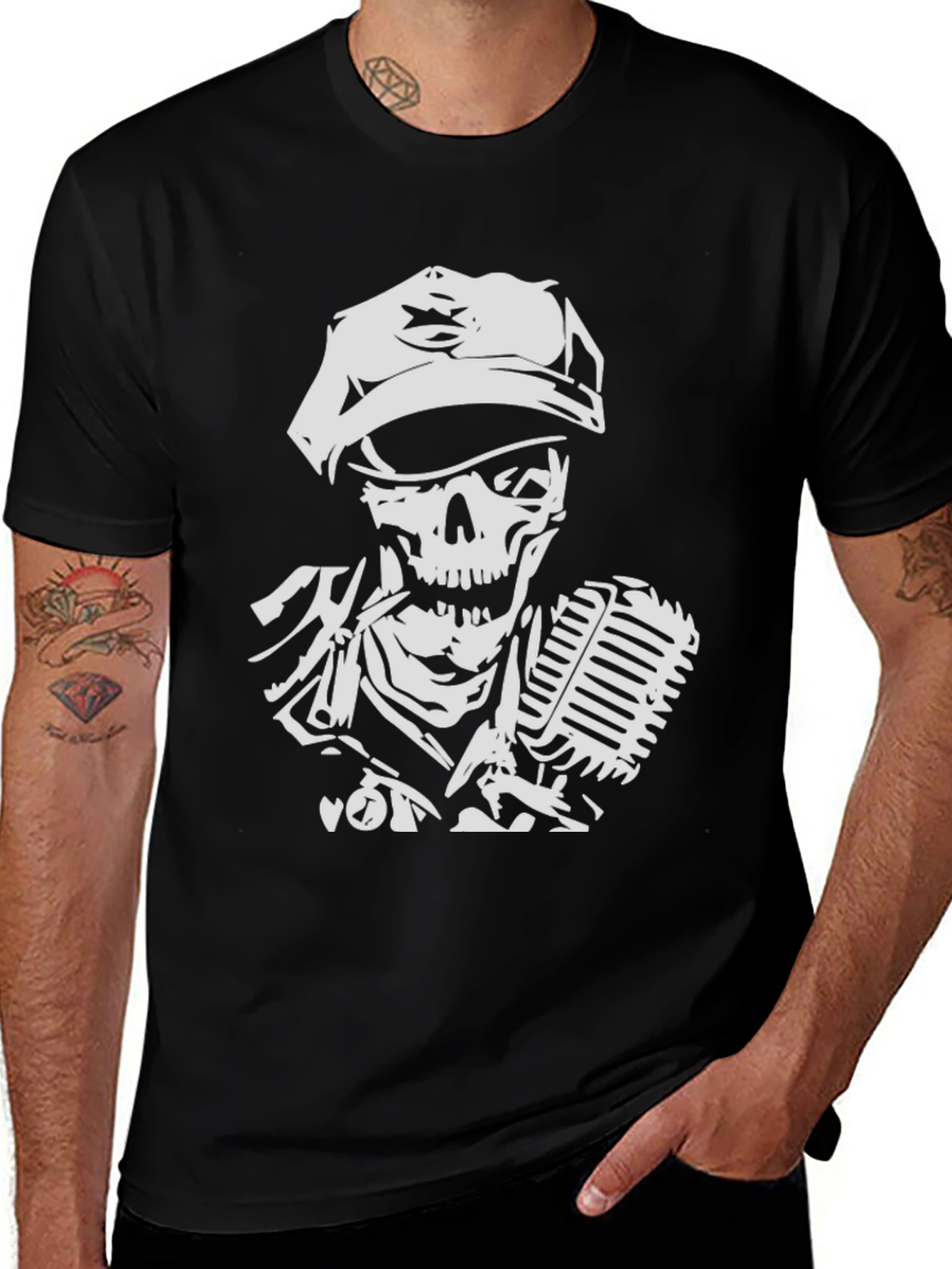Skull Singer Black T-Shirt